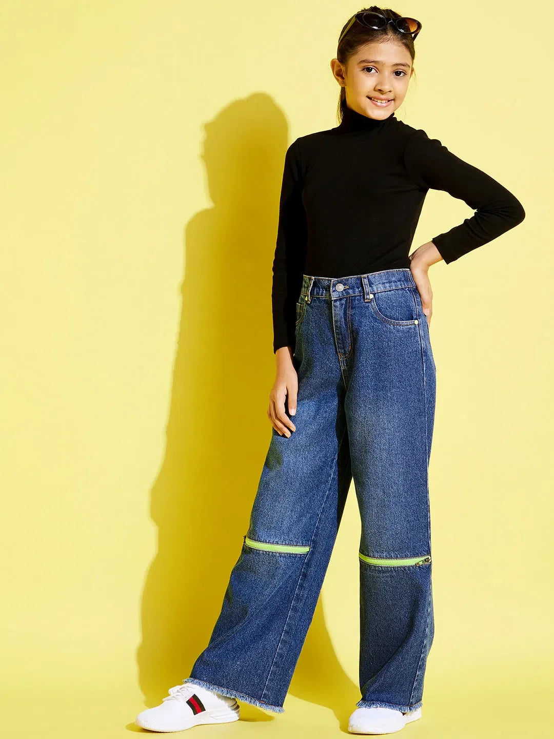 Girls Blue Jeans: Front Zipper, Straight Leg | Kids Clothing