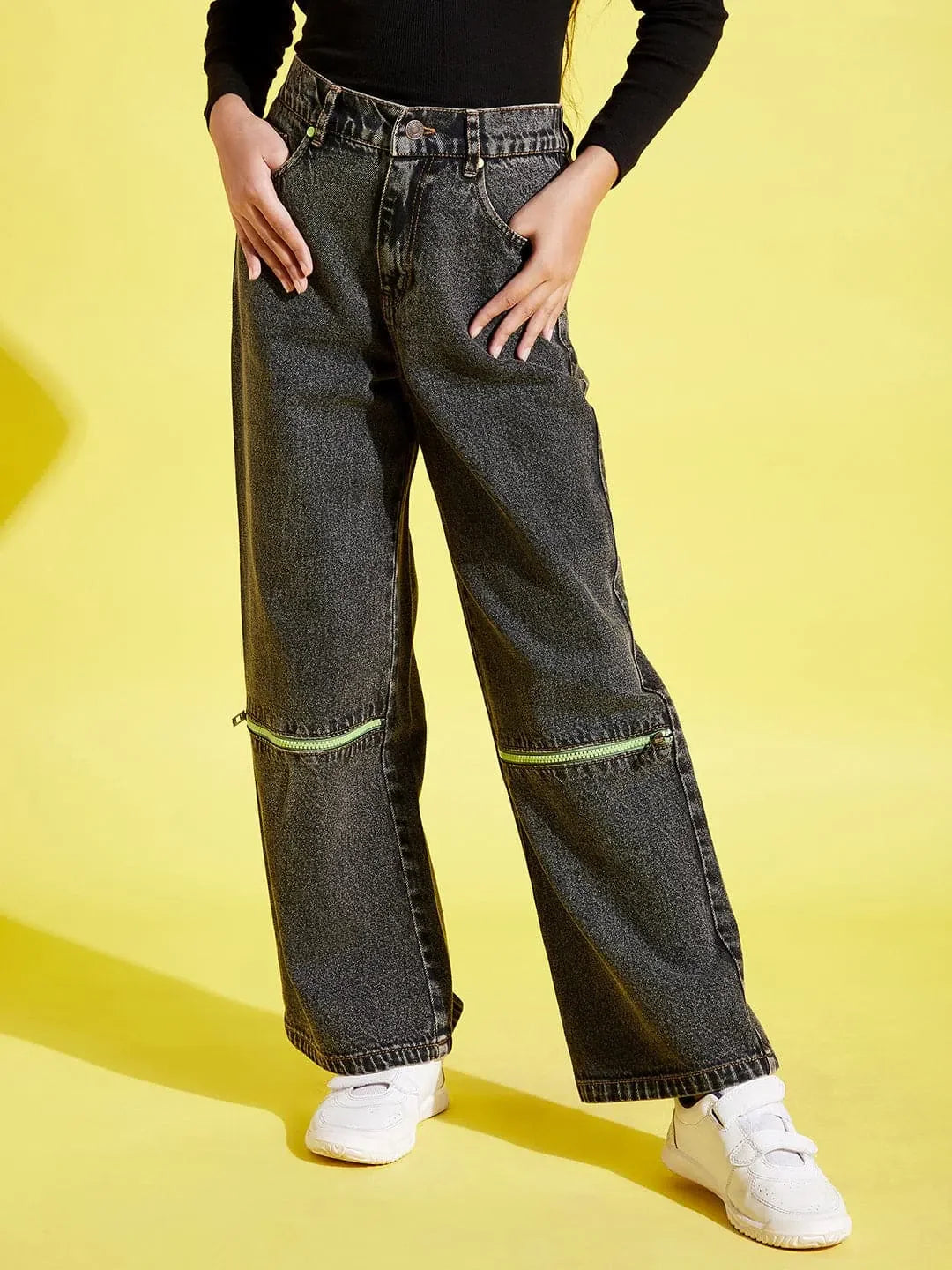 Girls Black Acid Wash Jeans - Kids Clothing & Girls Jeans