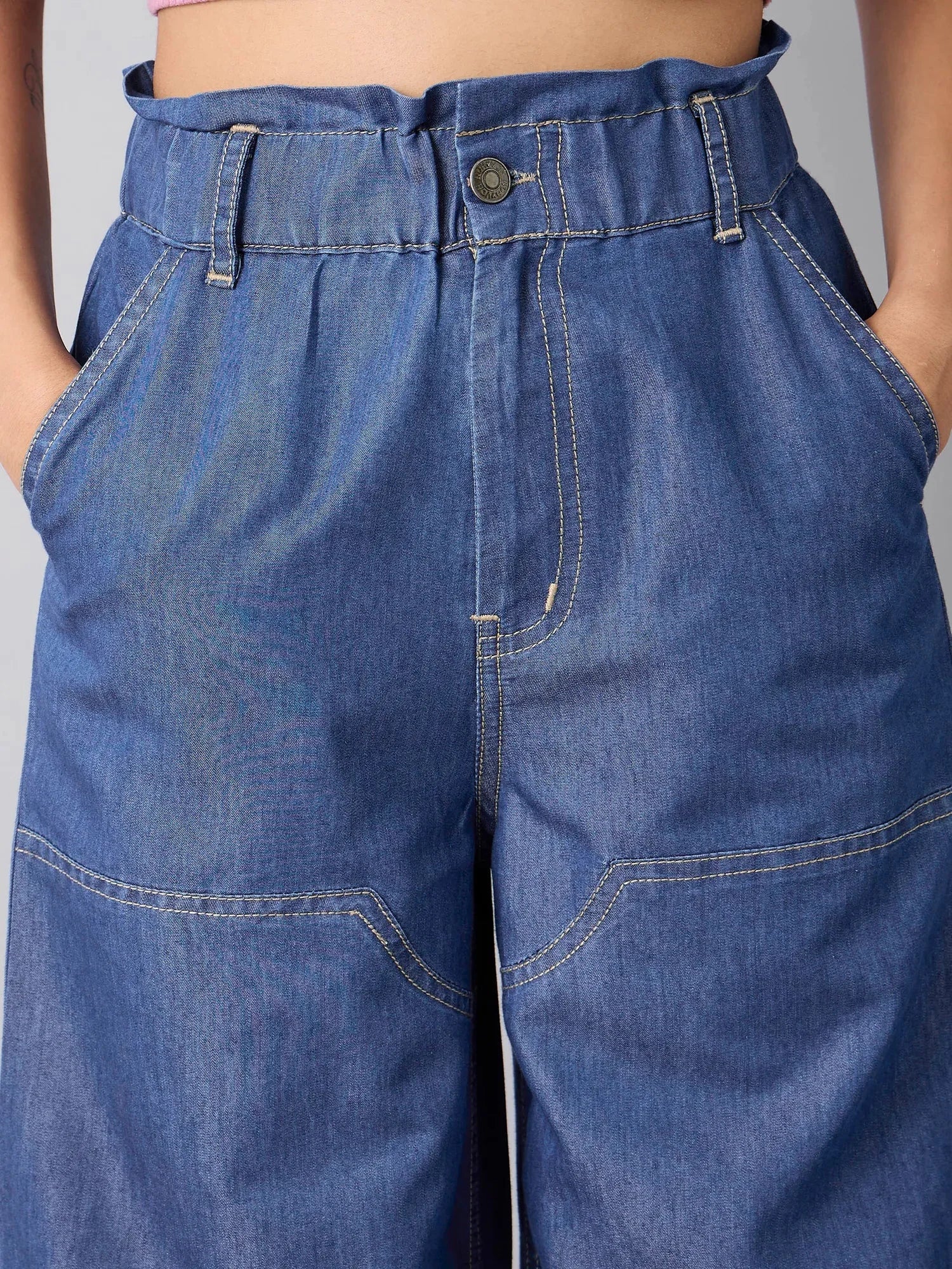 Blue Wash Tencel Cargo Jeans | Girls Jeans & Kids Clothing