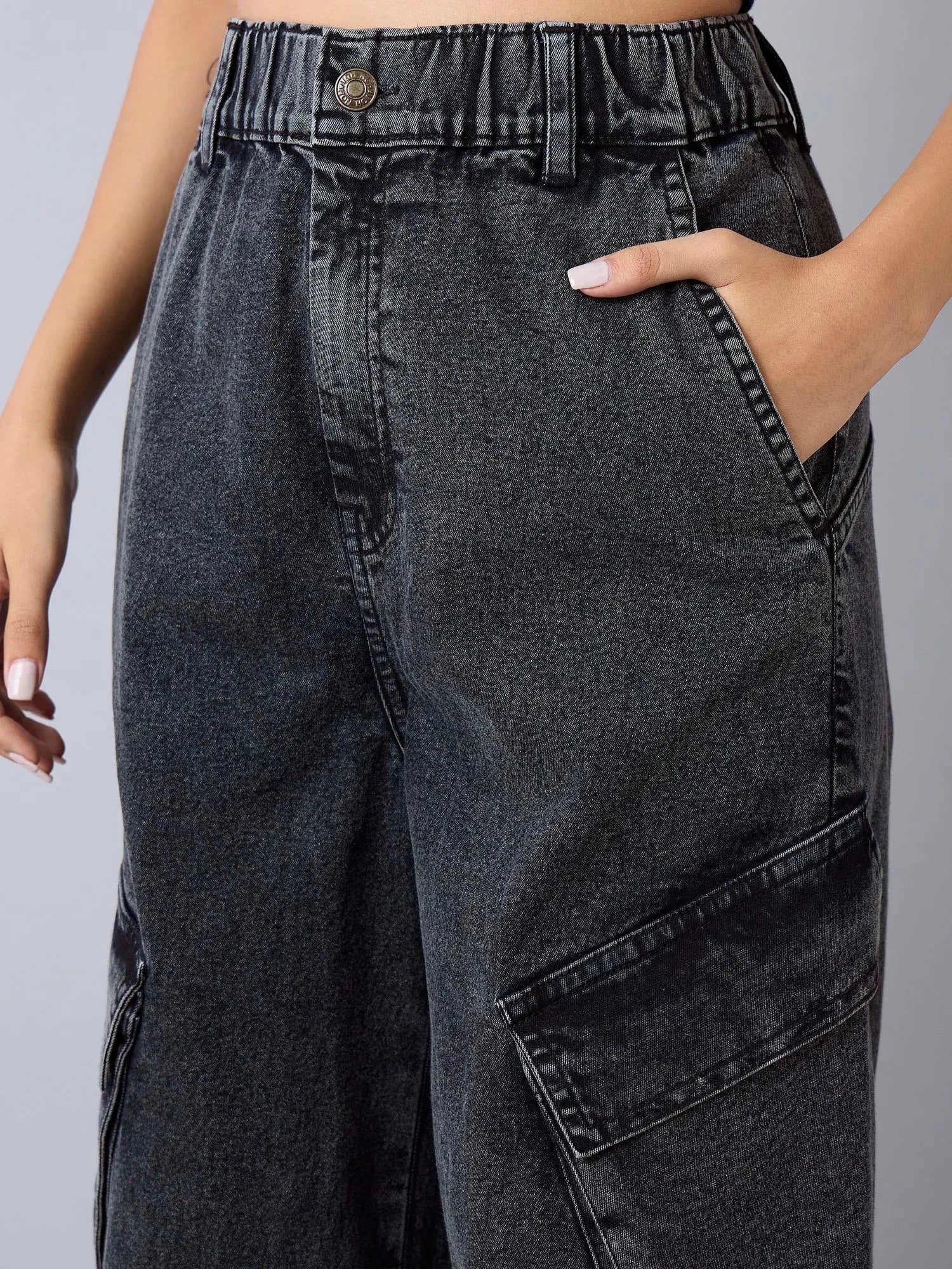 Black Acid Wash Side Pintuck Jeans | Stylish Girls Jeans