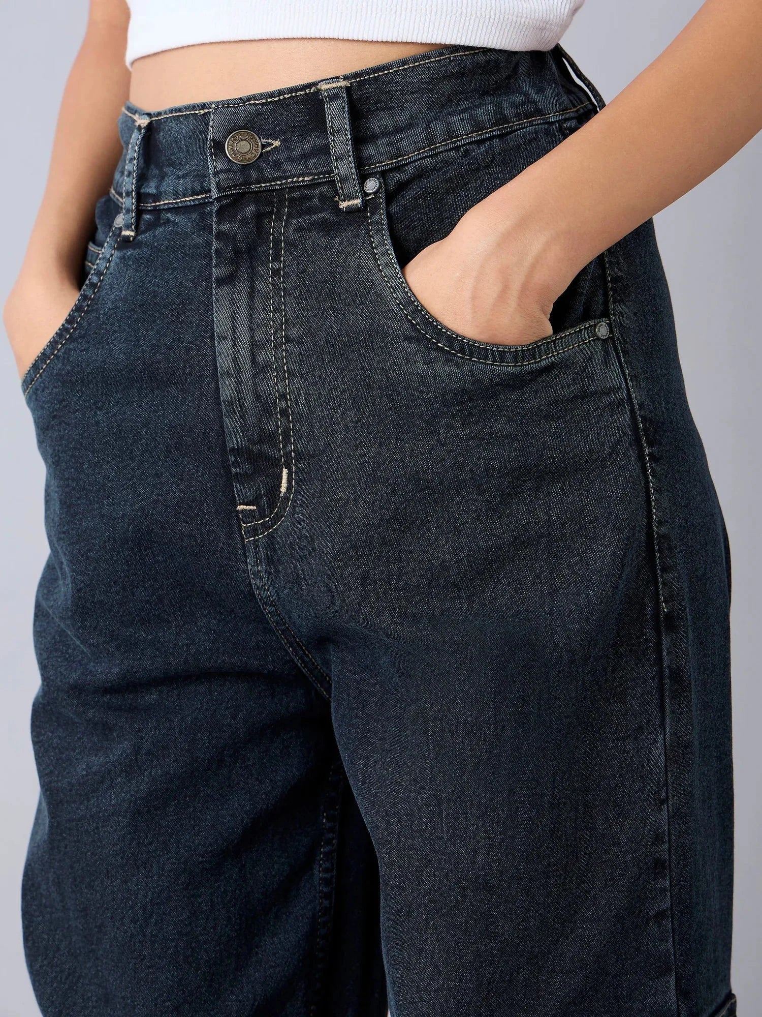 Black Blast Hem Pocket Jeans - Stylish Girls Jeans Online