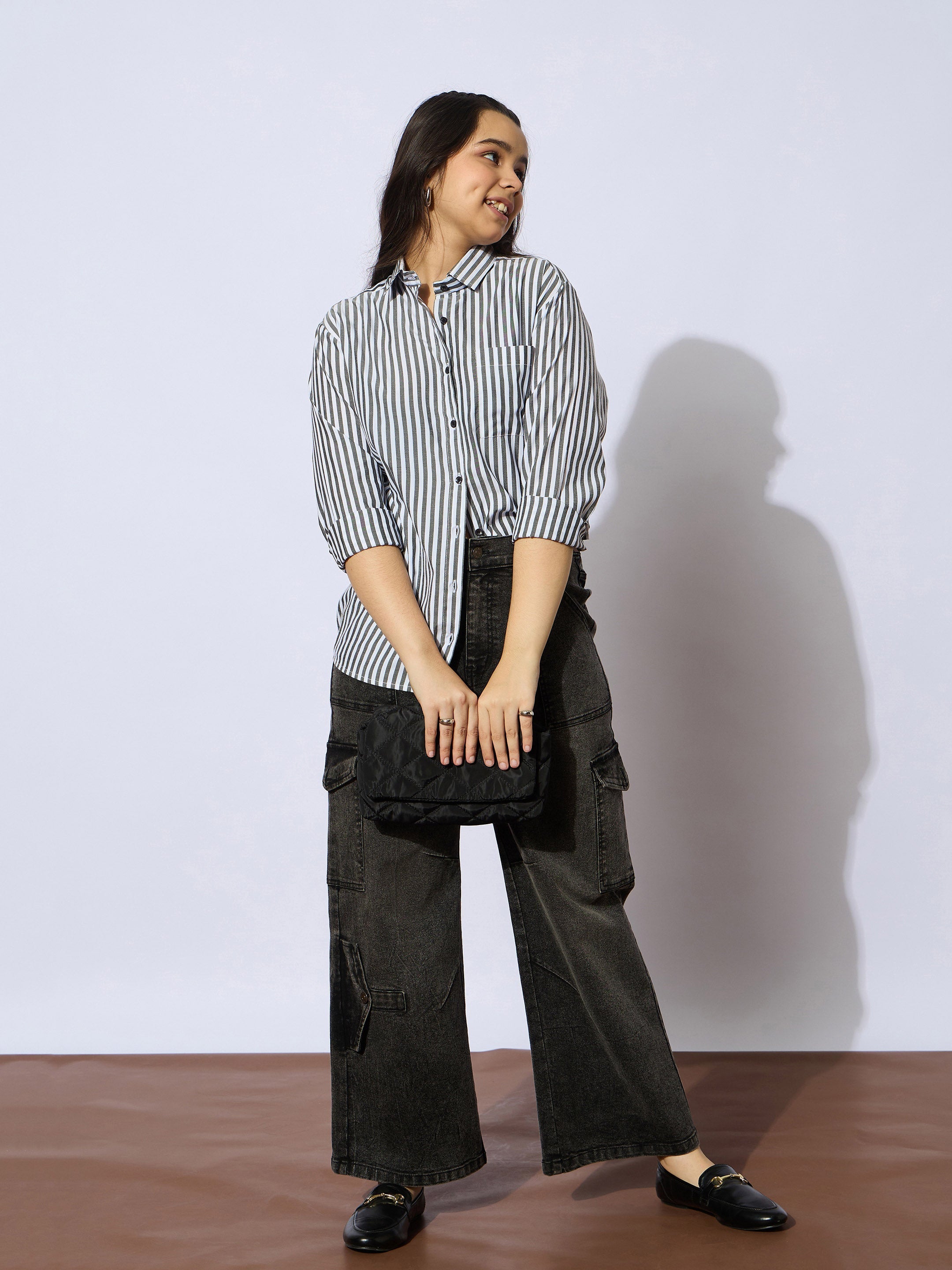 Girls Black Wash Multi Pockets Straight Jeans-NVJEAN0731