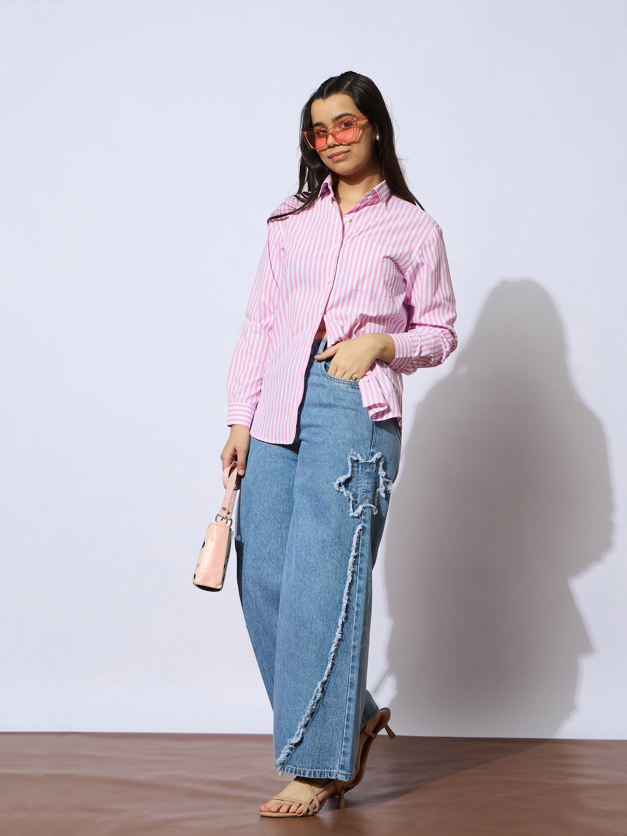 Girls Ice Blue Front Distrace Straight Jeans-NVJEAN0734