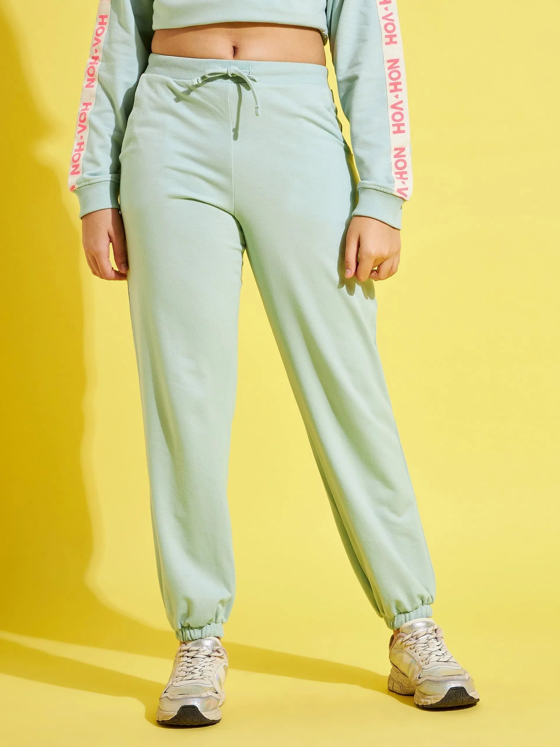 Sea Green Terry Joggers | Comfortable Workout Pants for Women