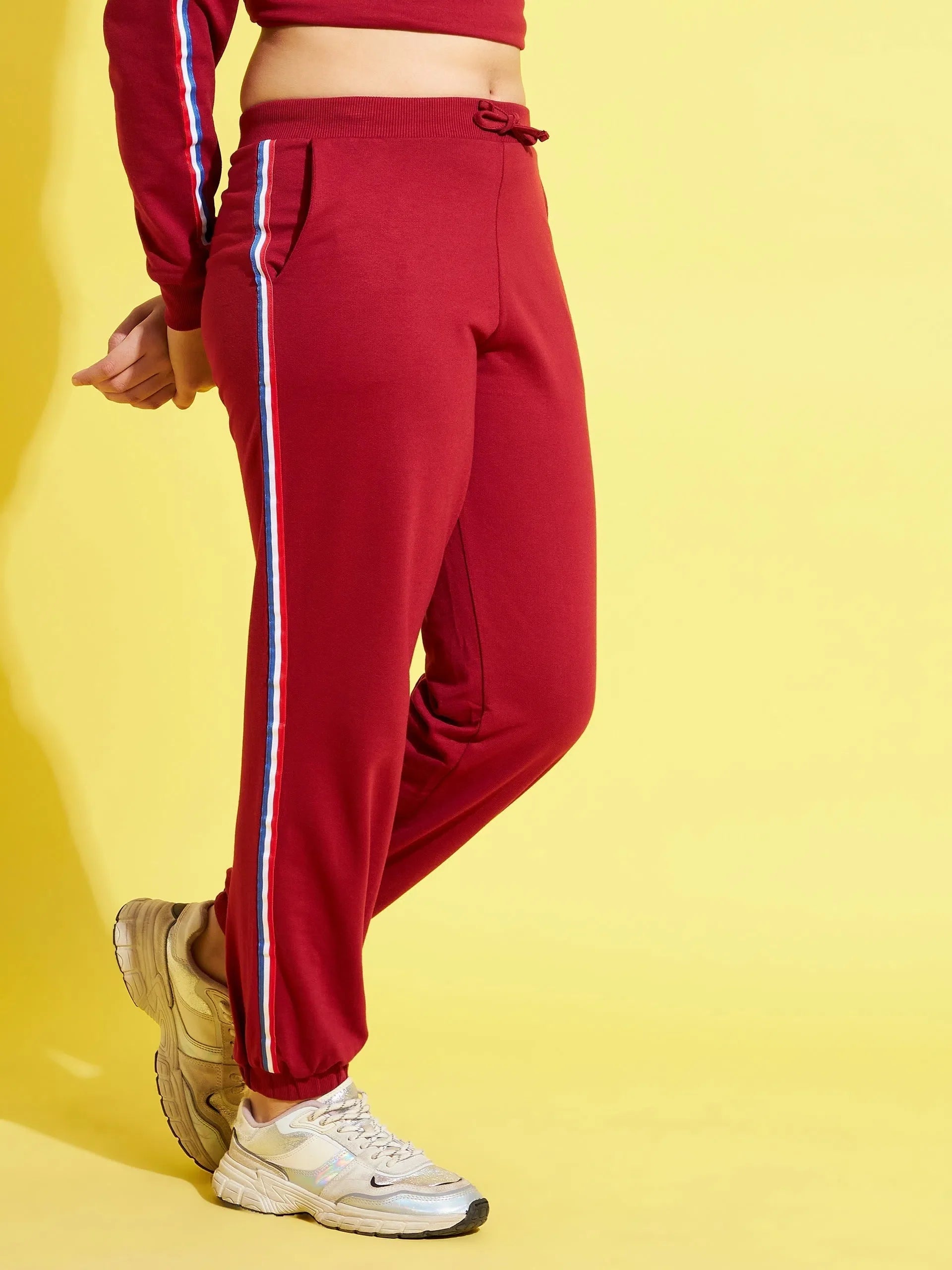 Girls Maroon Terry Joggers - Stylish Workout Pants Activewear