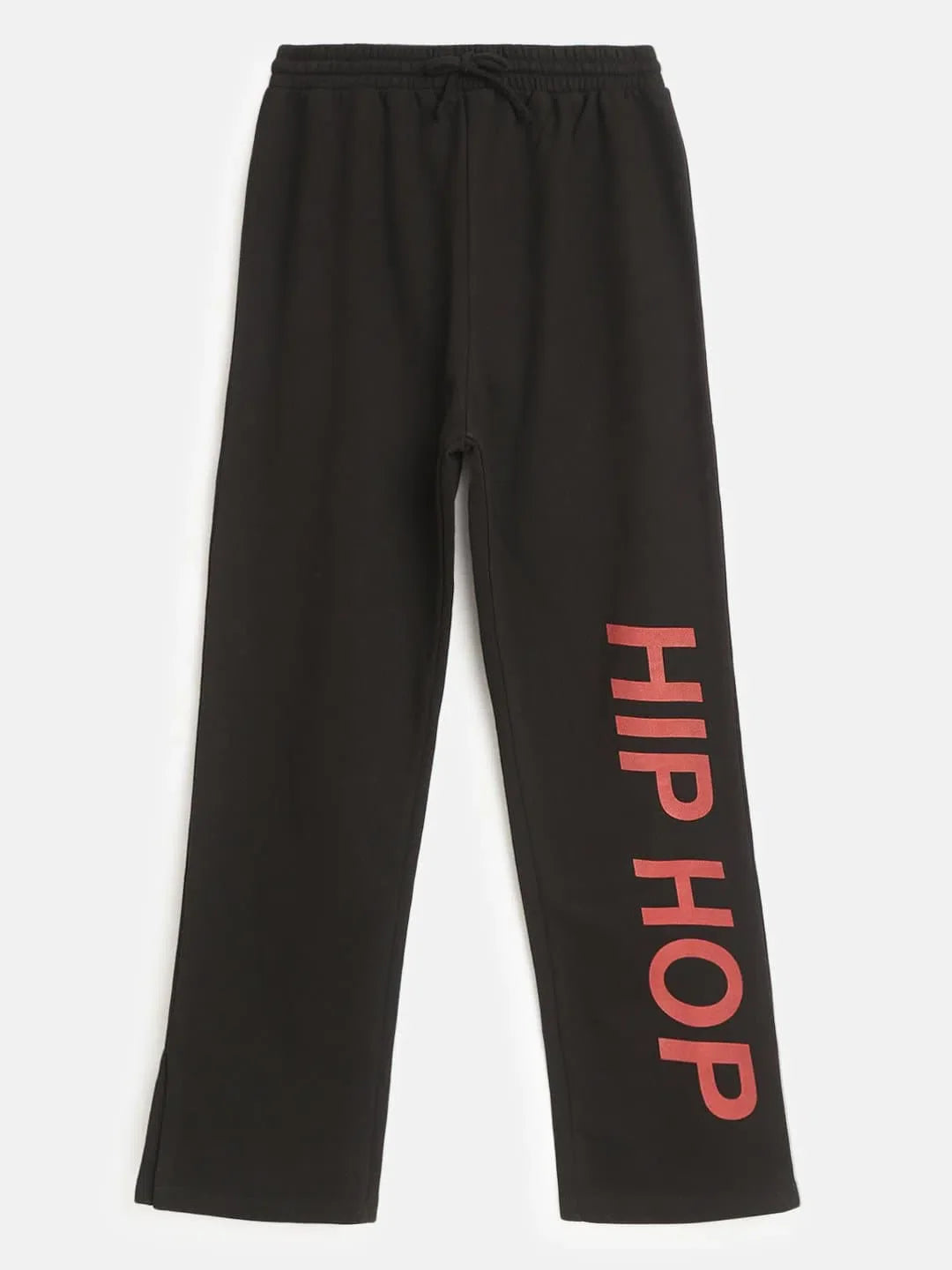 Girls Black Hip Hop Print Track Pants - Trendy Kids Clothing!