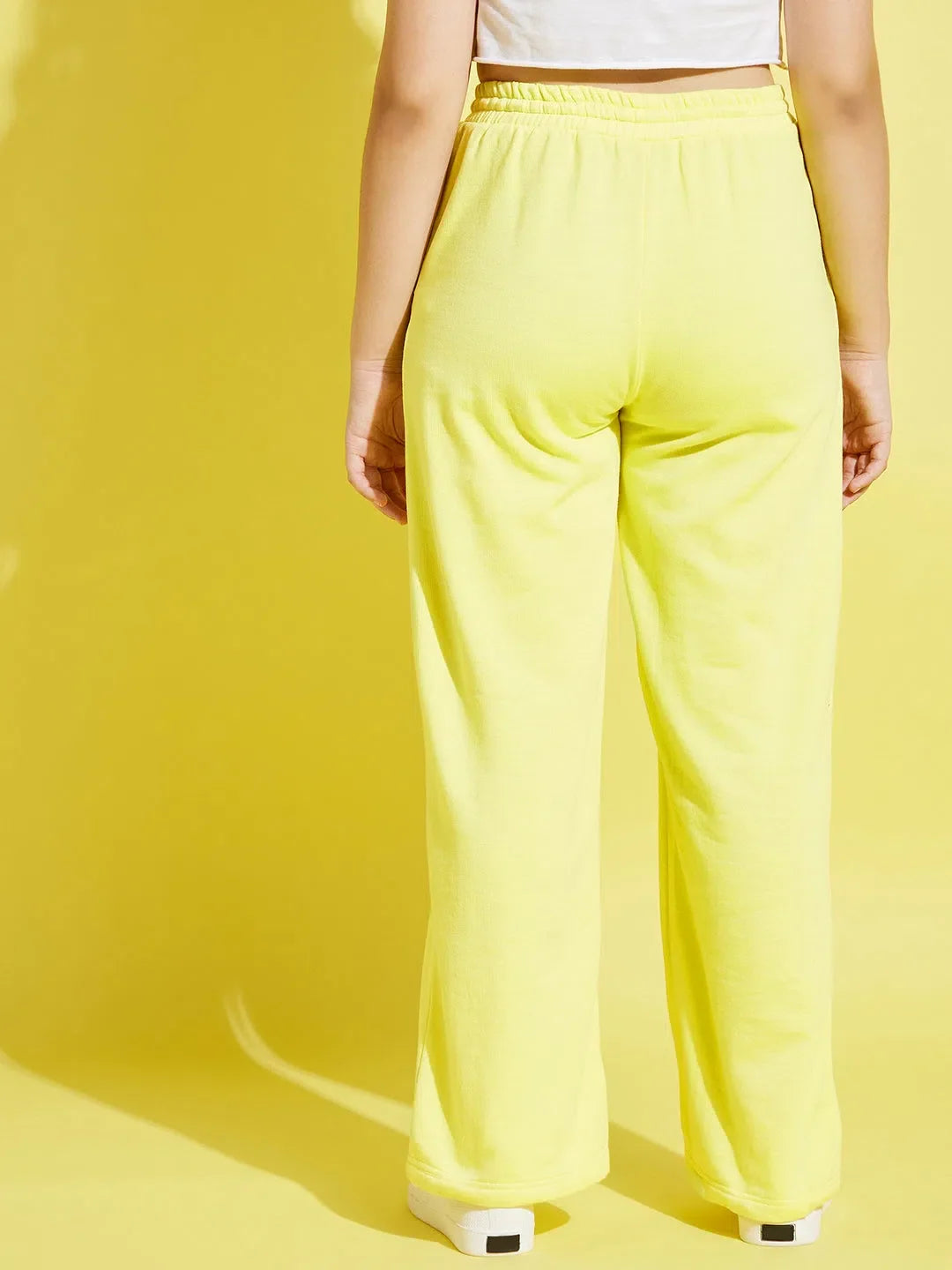 Girls Yellow Fleece Track Pants - Brand Drawstring Activewear