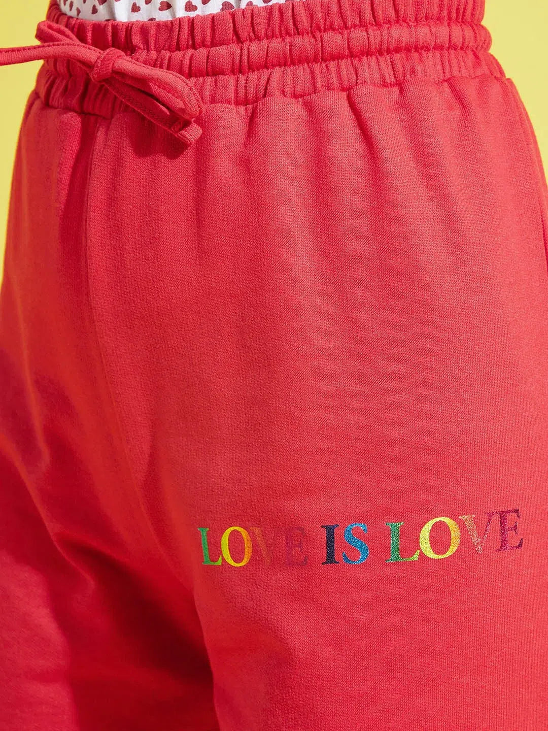Girls Red Love-Is-Love Terry Pants - Cute Kids Clothing