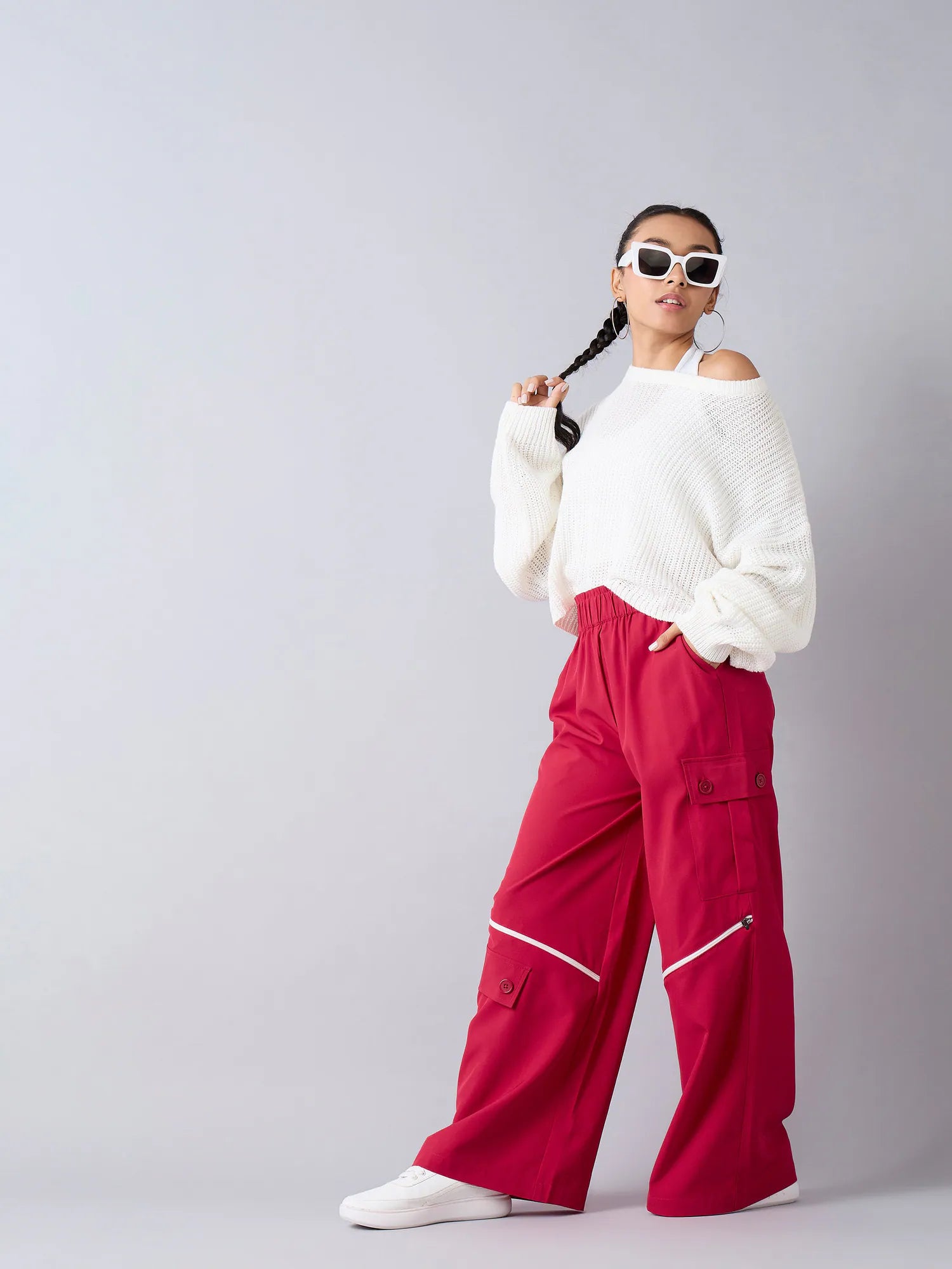 Girls Red White Parachute Cargos | Kids Clothing & Girls Jeans