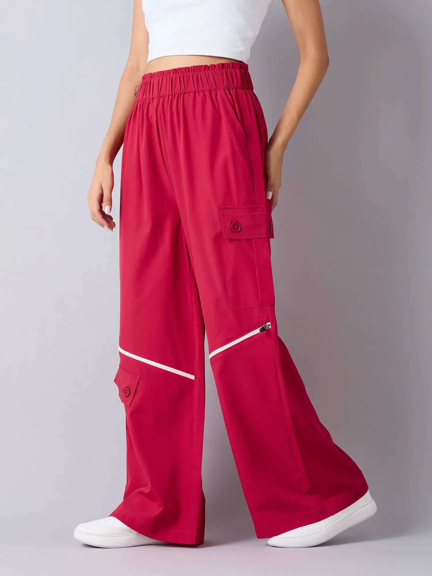 Girls Red White Parachute Cargos | Kids Clothing & Girls Jeans