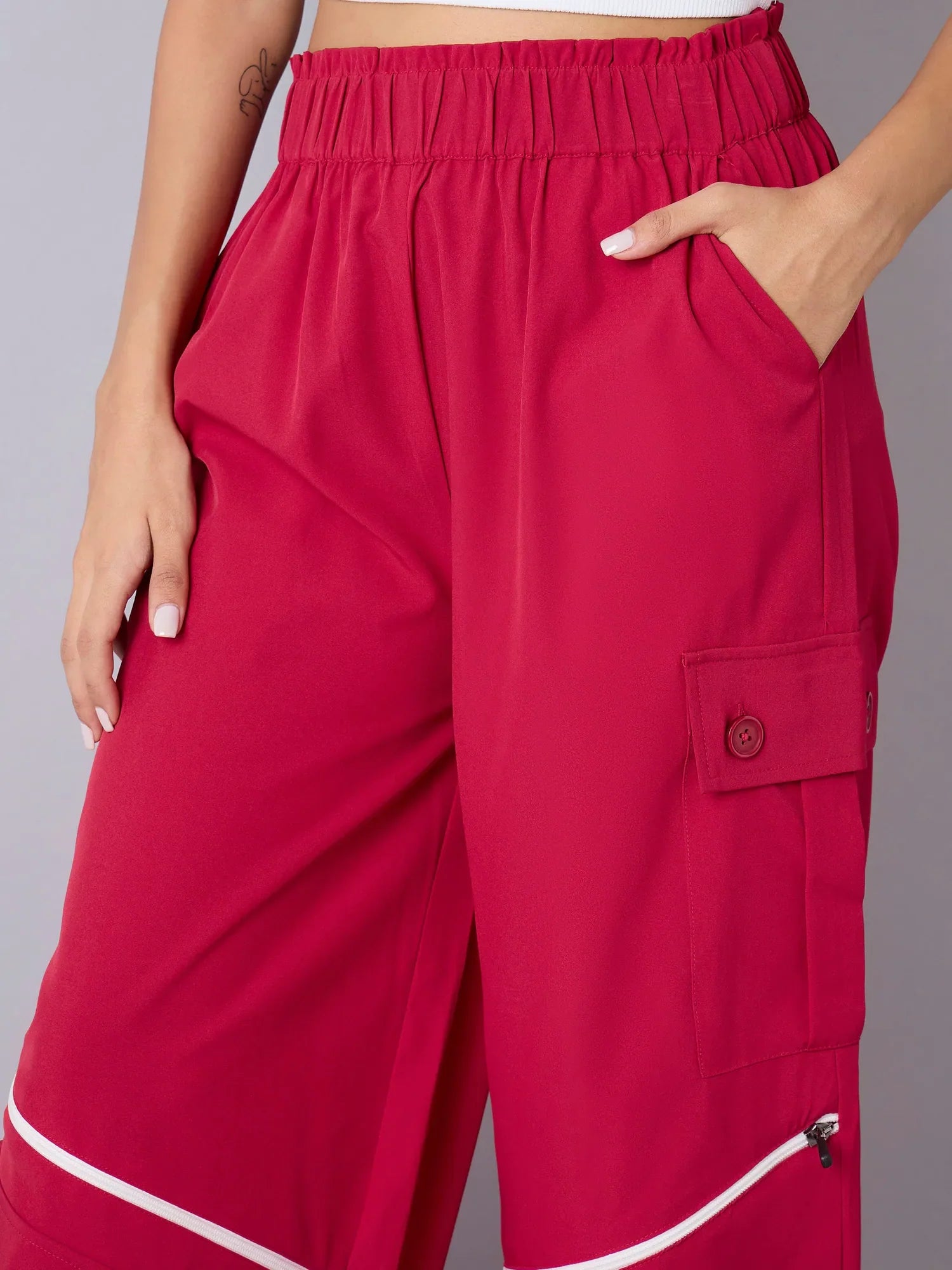 Girls Red White Parachute Cargos | Kids Clothing & Girls Jeans