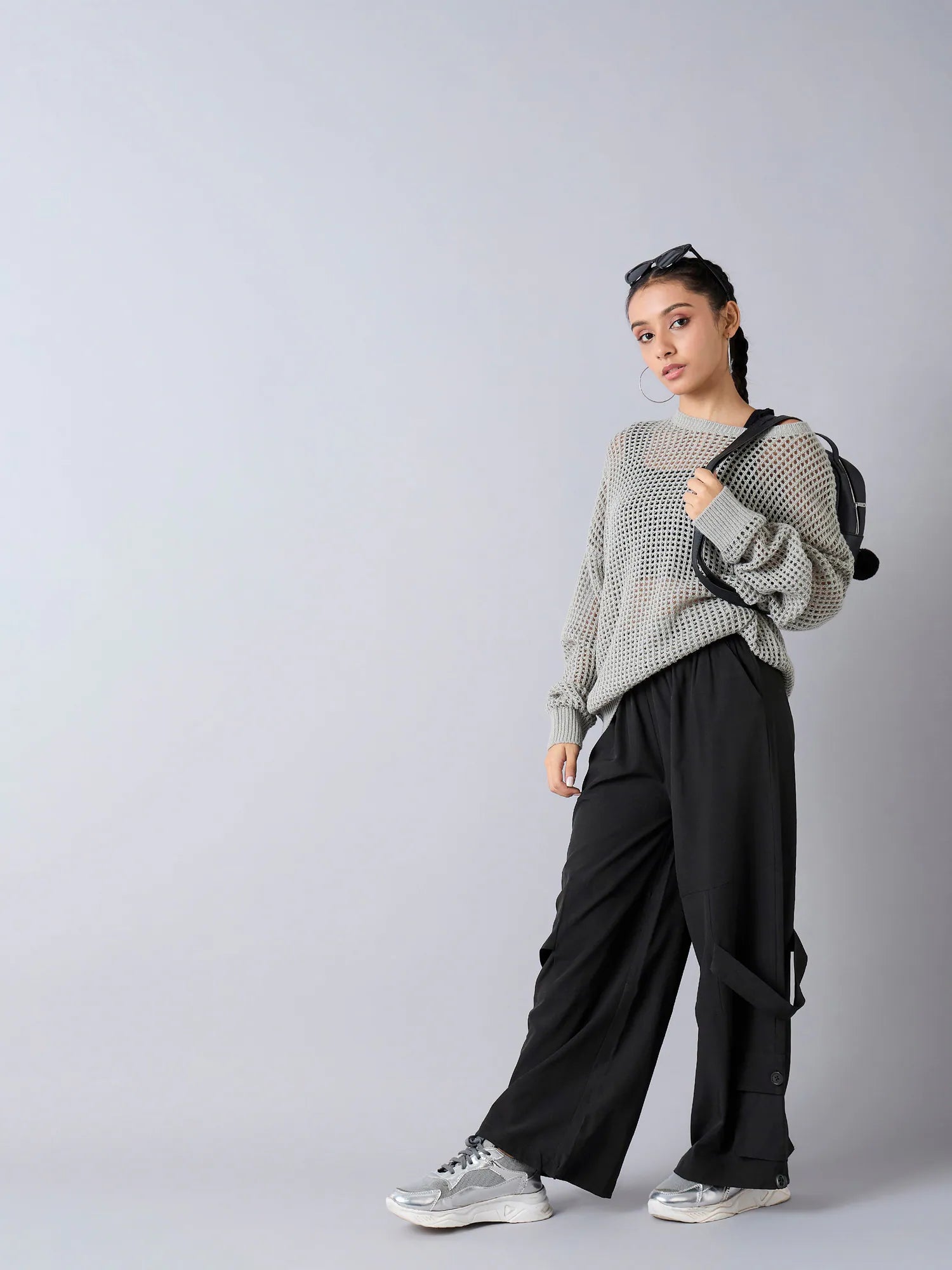 Girls Black Parachute Cargos with Hem Pockets | Kids Clothing