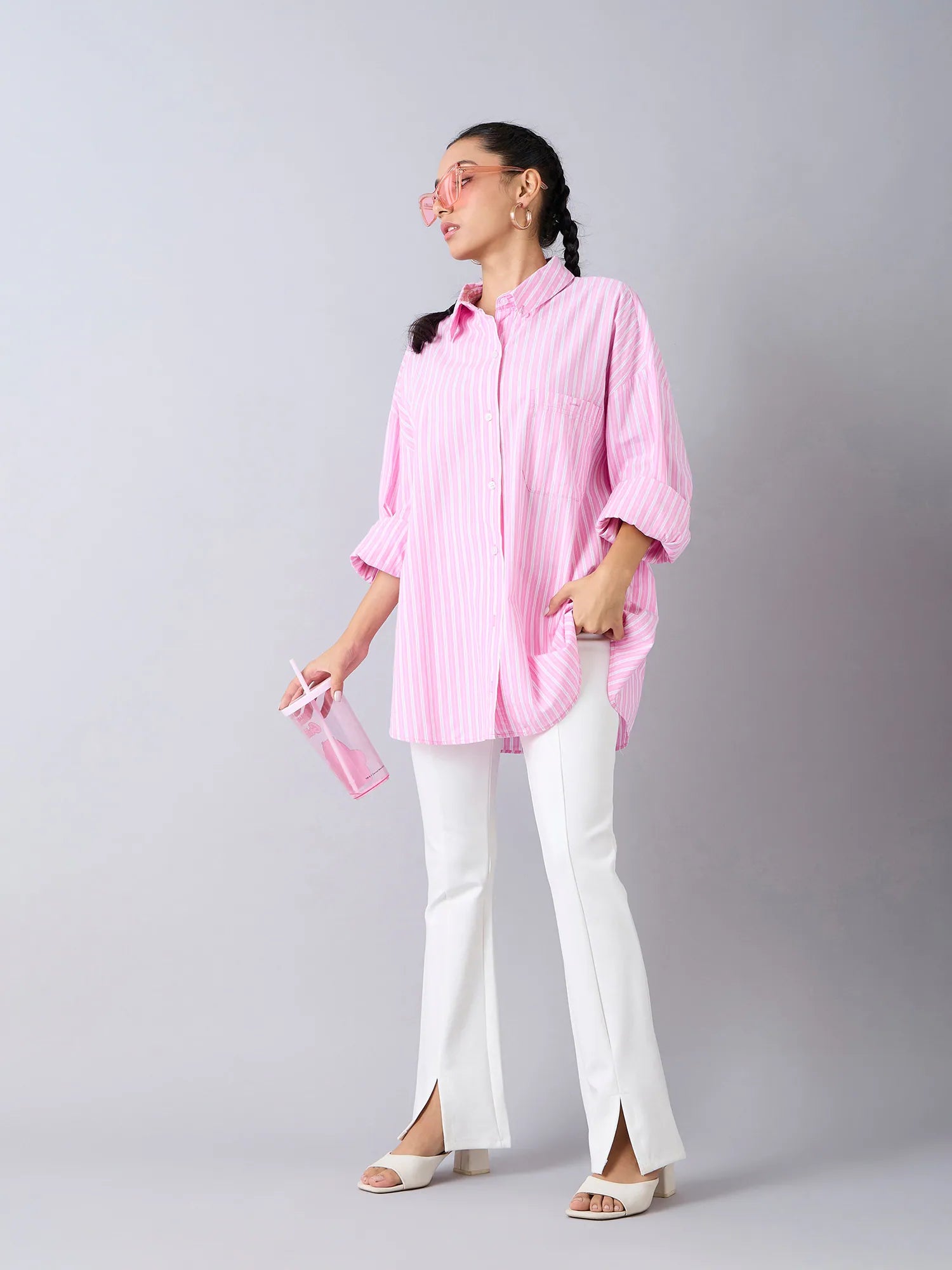 Girls White Bell Bottom Pants with Zipper | Girls Jeans