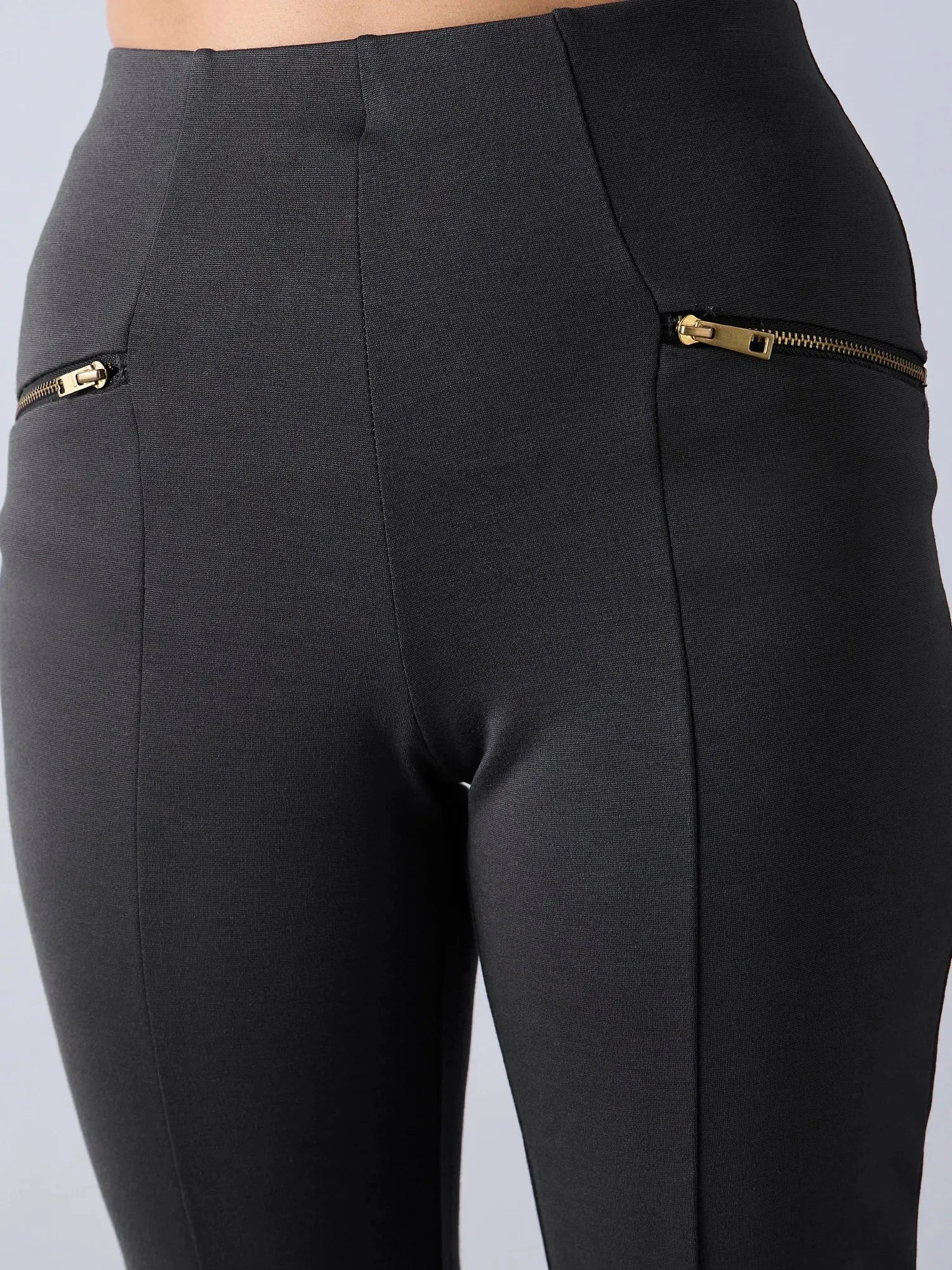 Girls Grey Bell Bottom Pants with Zipper | Kids Clothing