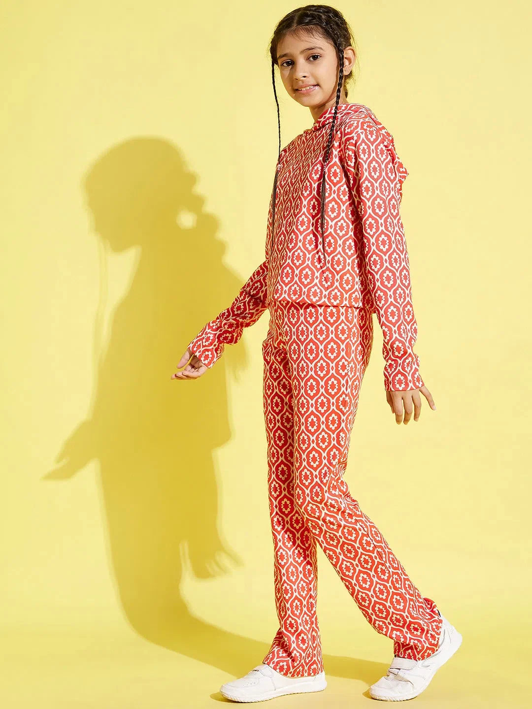 Girls Orange Geo Crop Top & Pants Set | Kids Clothing