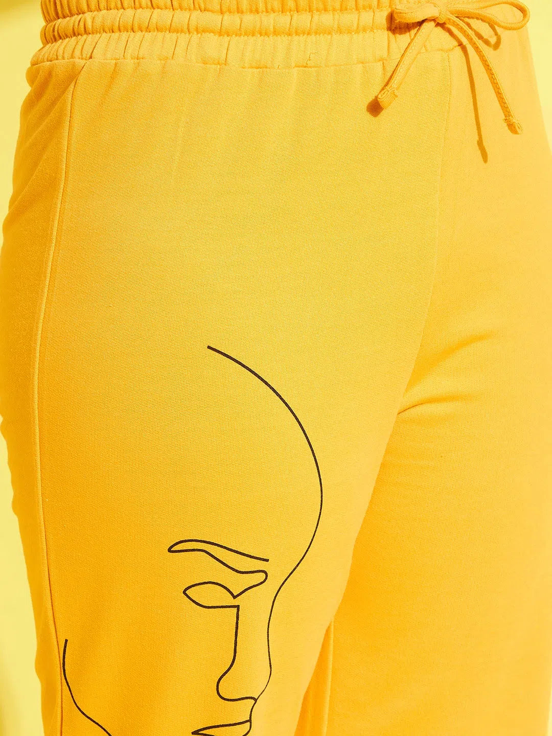 Girls Yellow Face Print Sweatshirt & Track Pants - Kids Clothing