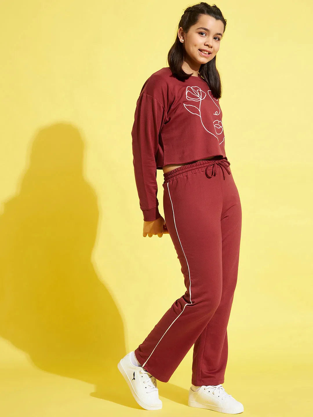 Rust Embroidered Sweatshirt & Track Pants Set | Girls Kids Clo...