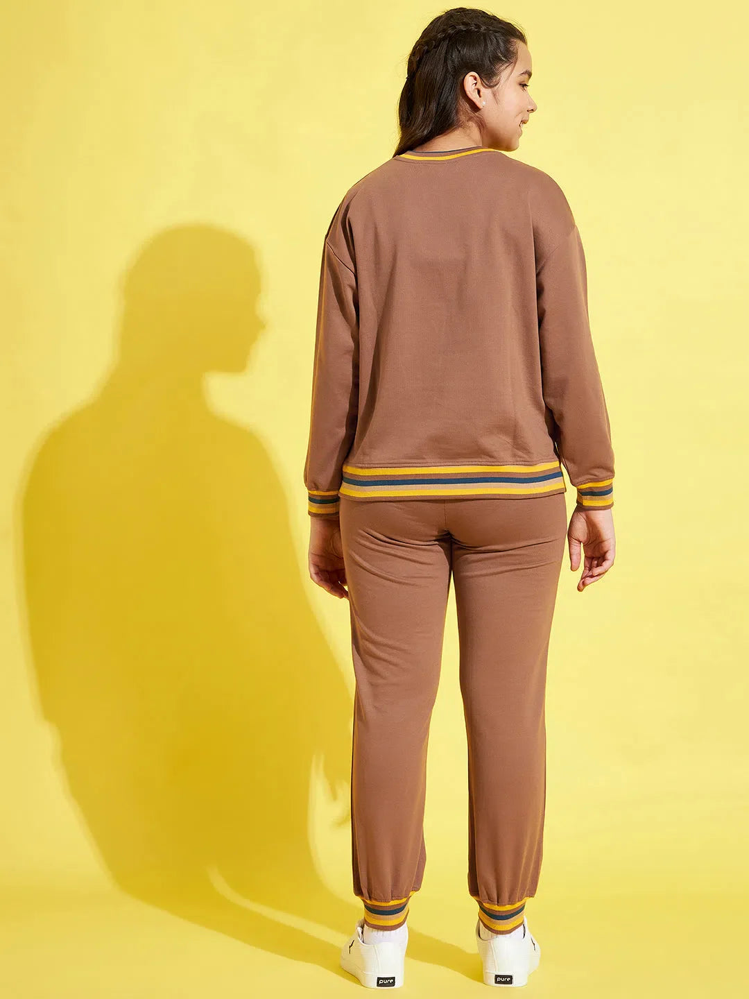 Girls Brown Sweatshirt & Joggers Set - Kids Clothing