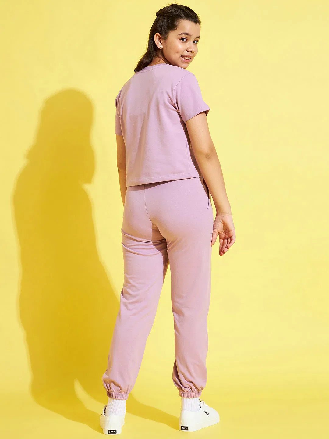 Girls Lavender Crop Top & Joggers Set | Kids Clothing Online