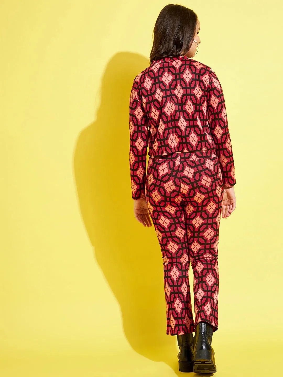 Girls Red & Black Geo Top & Bell Bottom Pants | Kids Clothing