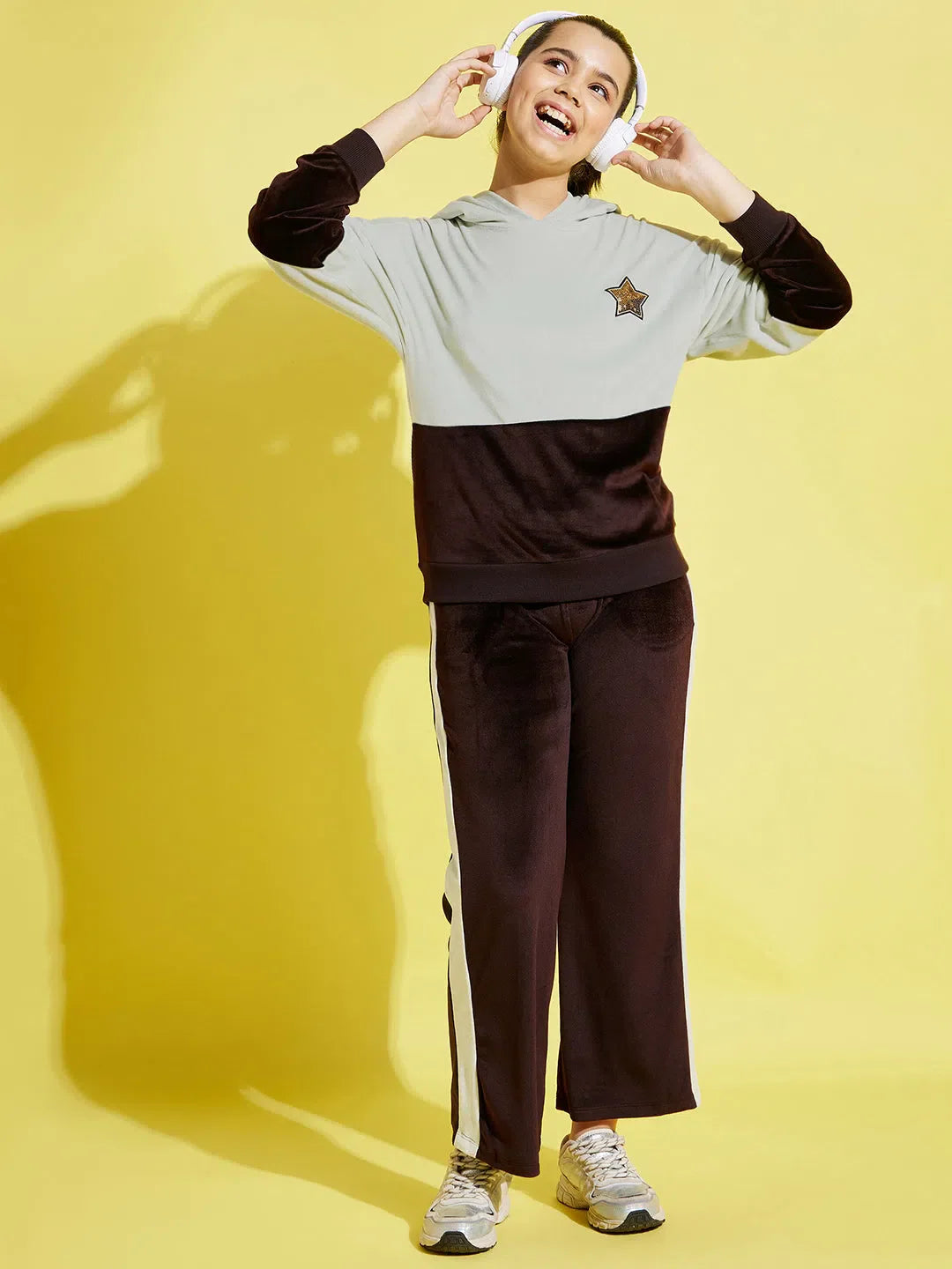 Velour Color Block Hoodie & Track Pants - Girls Kids Clothing