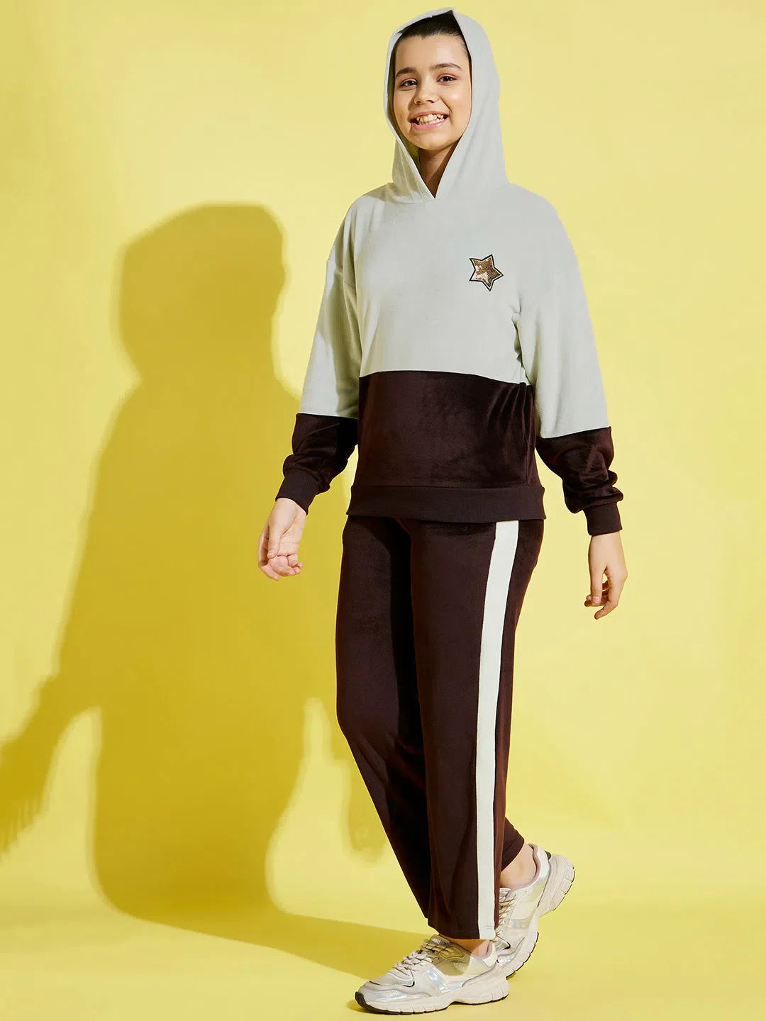 Velour Color Block Hoodie & Track Pants - Girls Kids Clothing