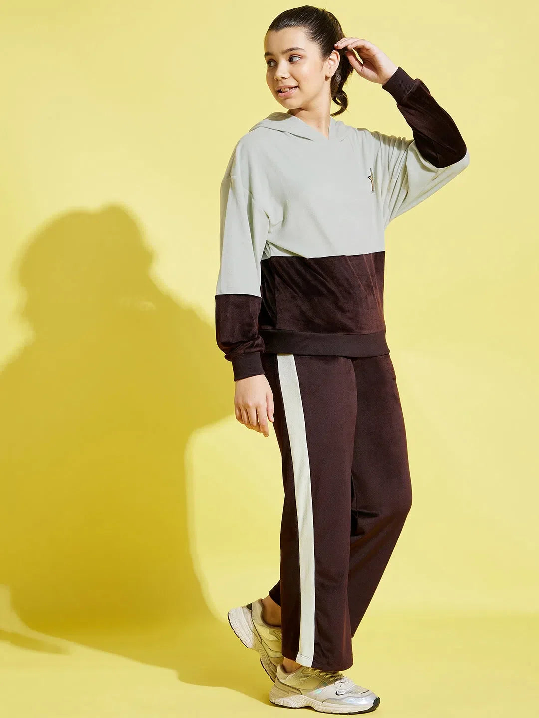 Velour Color Block Hoodie & Track Pants - Girls Kids Clothing