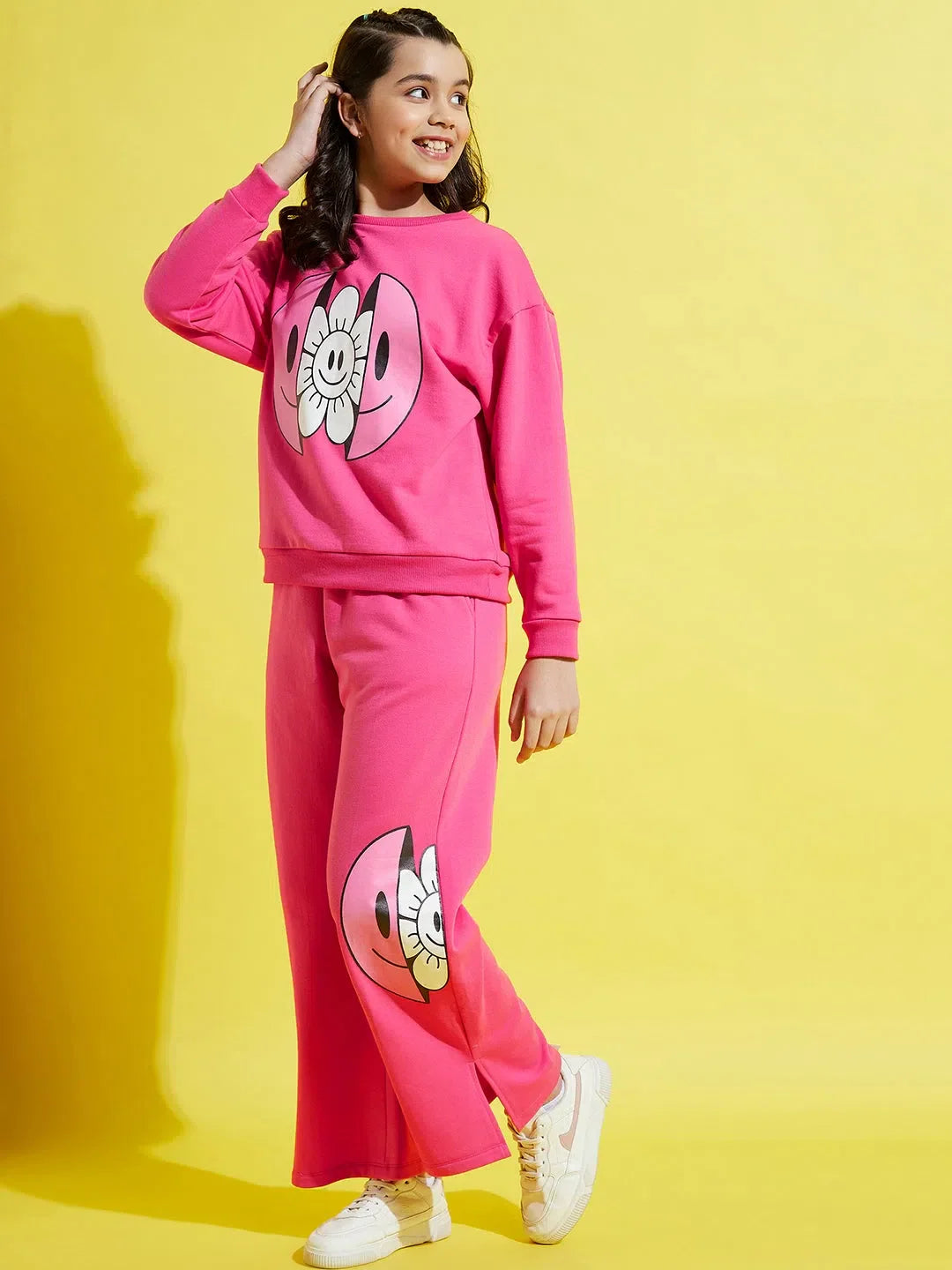 Girls Pink Fleece Set - Kids Clothing, Kids Suits