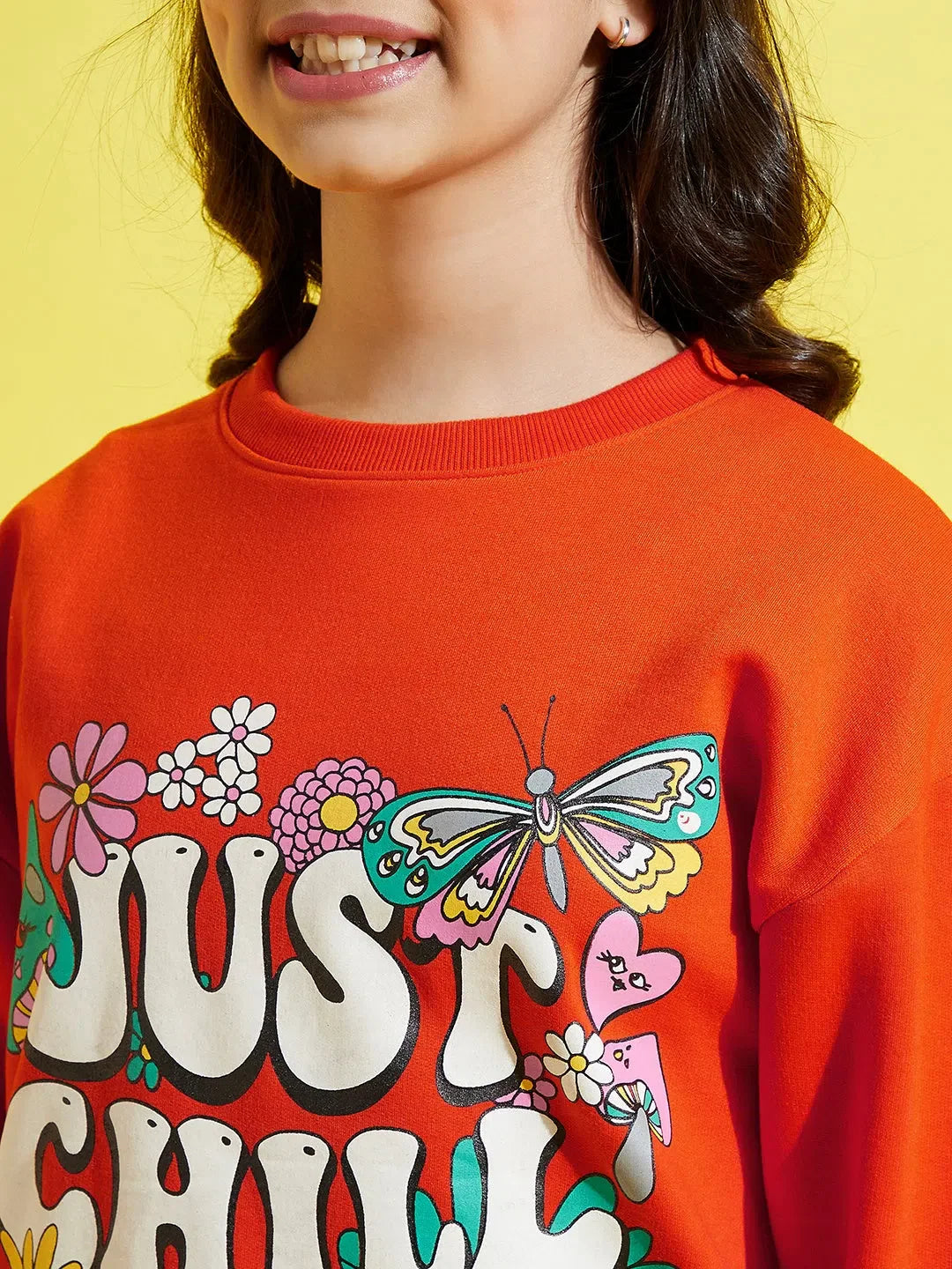 Girls Orange Sweatshirt & Track Pants Set | Kids Clothing