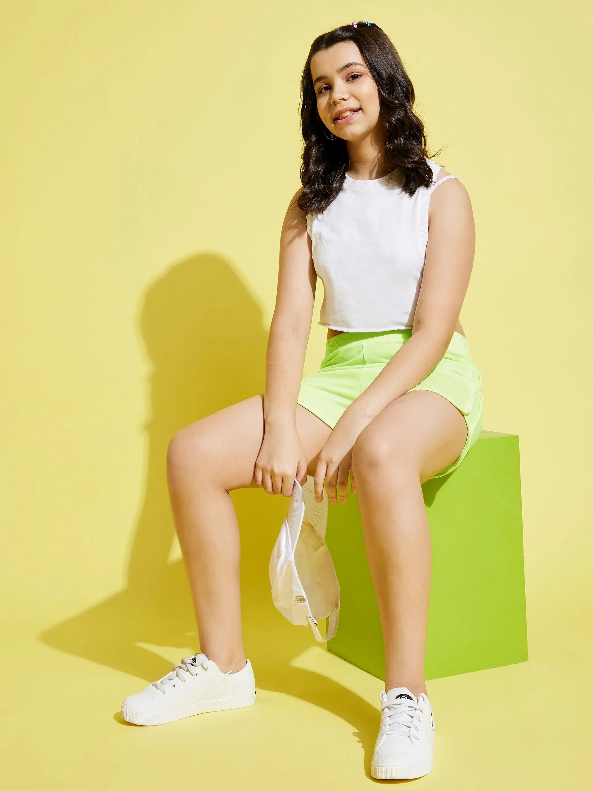 Neon Green Terry Shorts | Girls Jeans & Kids Clothing