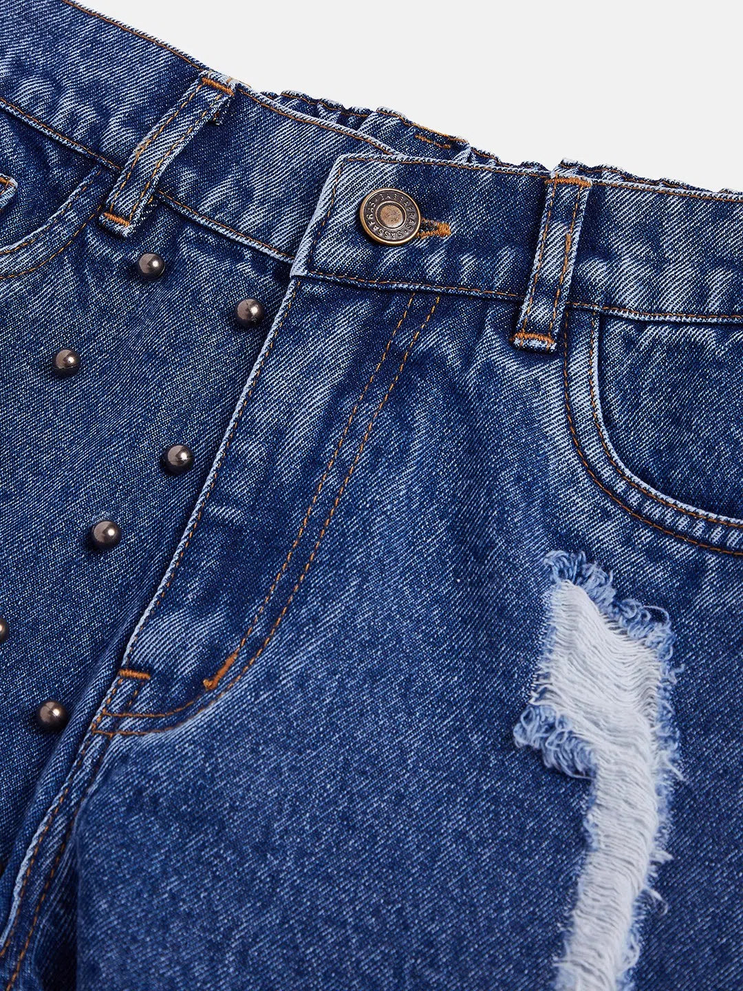 Girls Blue Denim Pearl Shorts | Kids Clothing