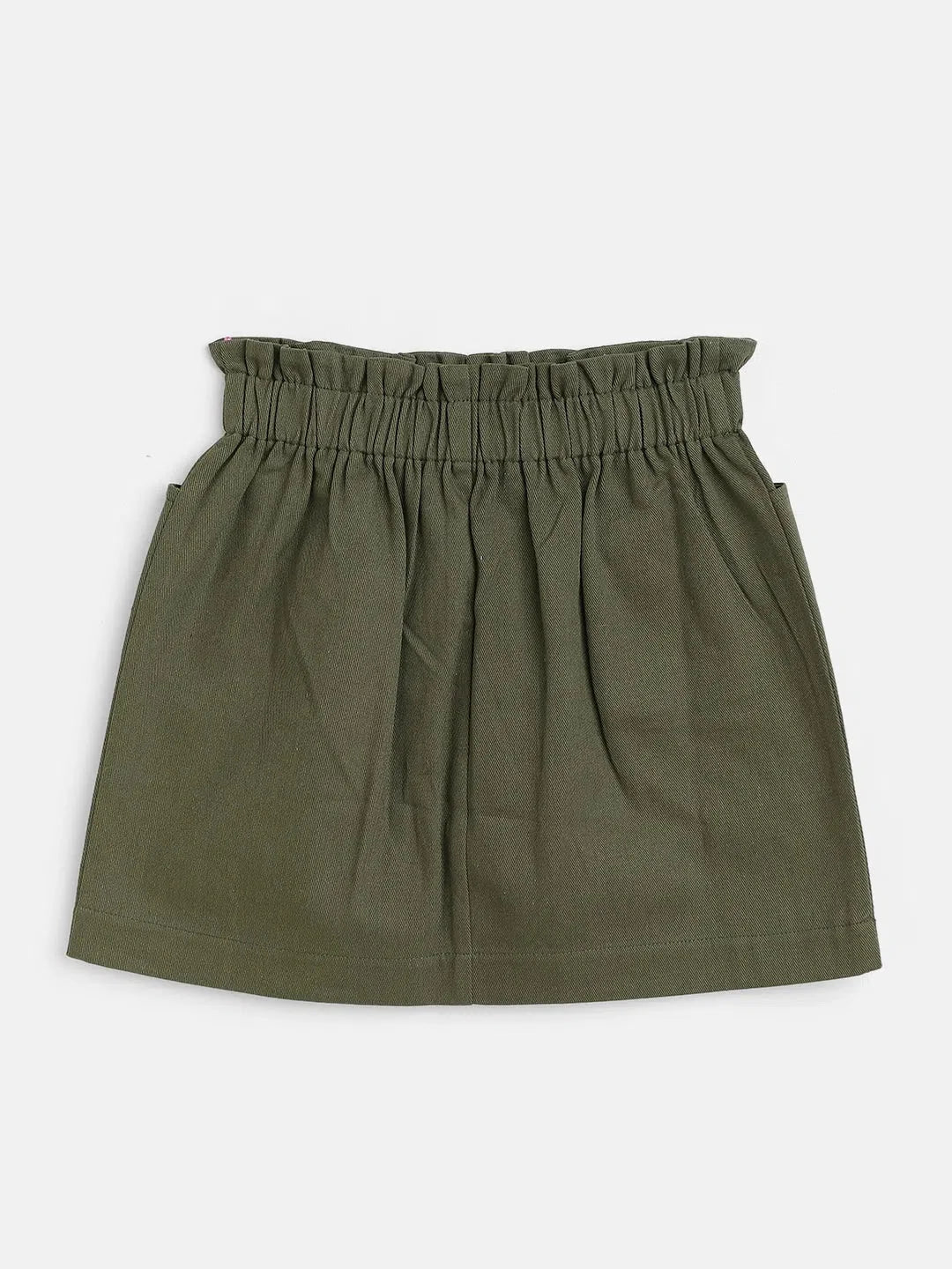 Girls Olive Mini Skirt | Twill Paperbag Waist & Kids Clothing