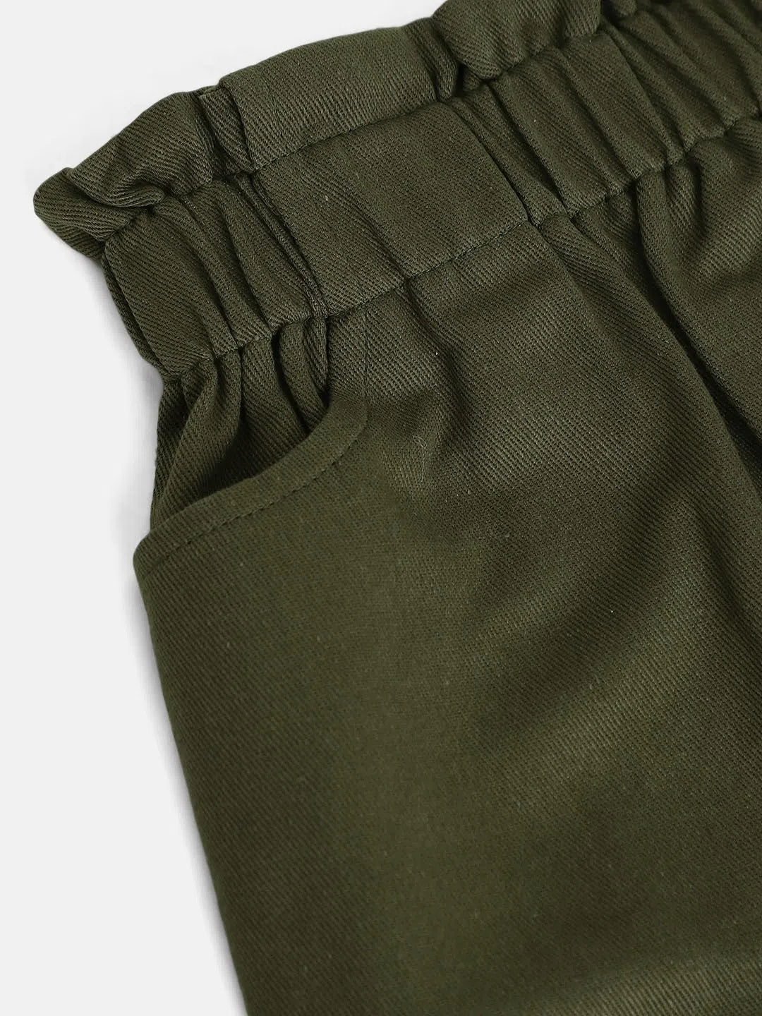 Girls Olive Mini Skirt | Twill Paperbag Waist & Kids Clothing