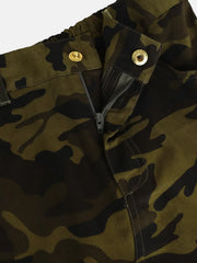 Girls Camouflage Twill Raw Hem Mini Skirt