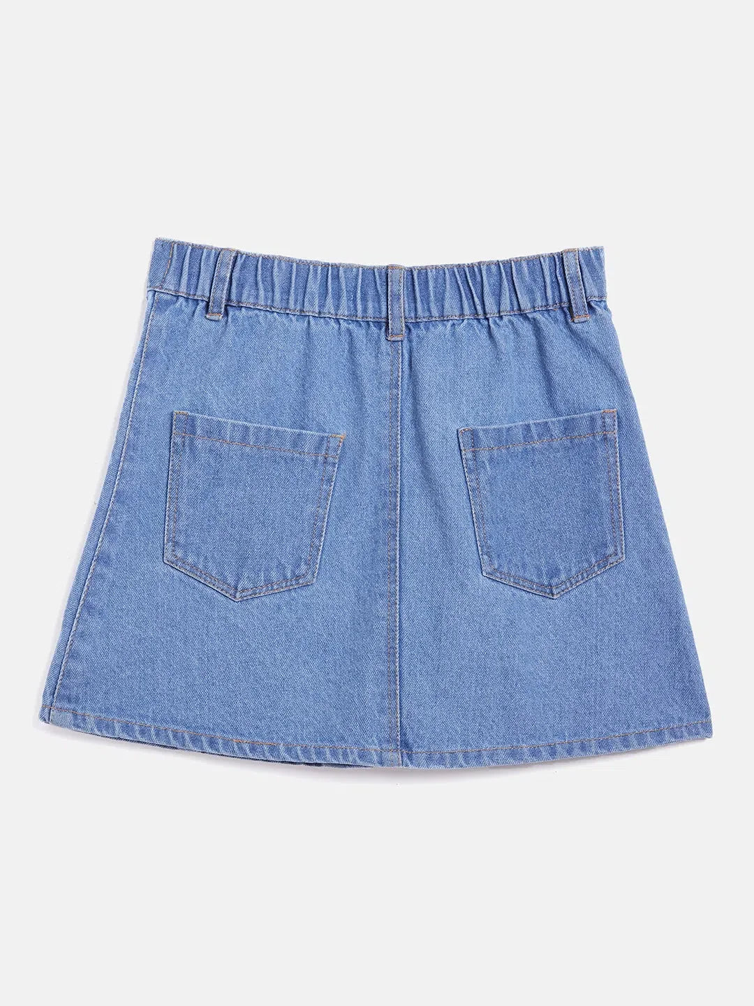 Girls Ice Blue Flower Print Denim Skirt | Kids Clothing