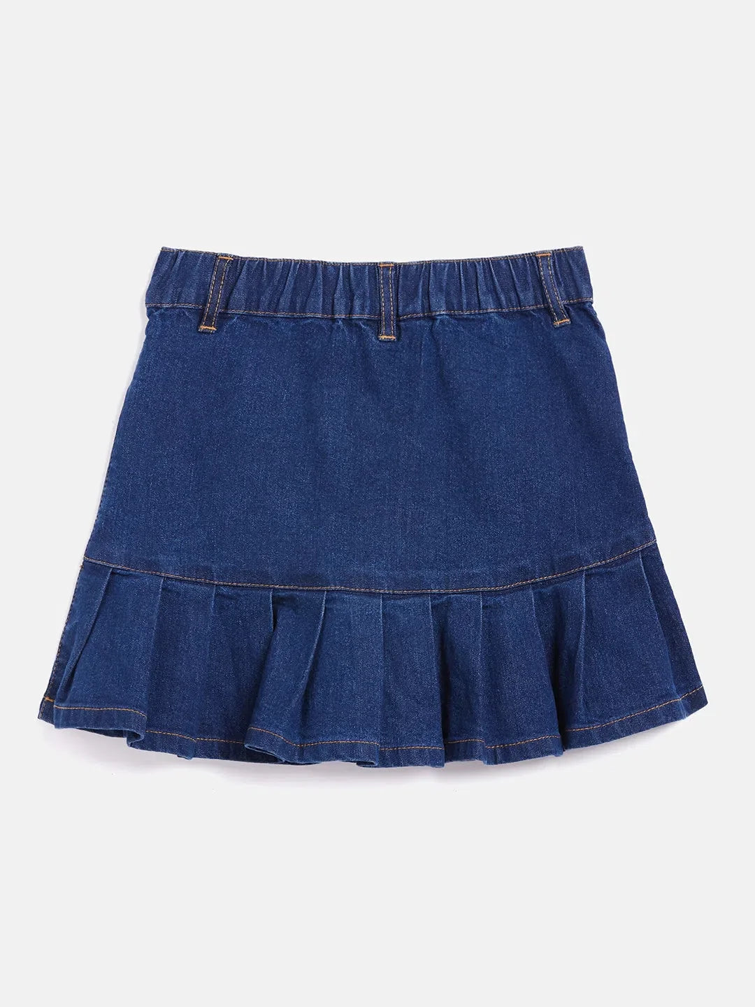 Girls Navy Denim Pleated Mini Skirt | Kids Clothing