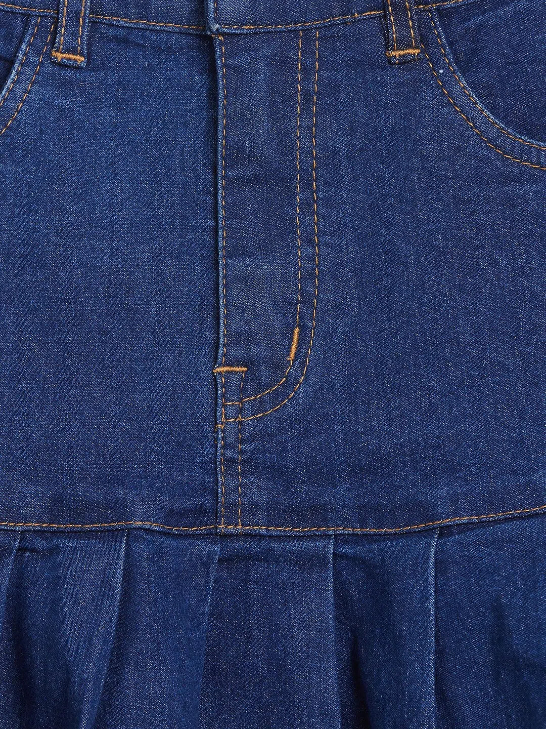 Girls Navy Denim Pleated Mini Skirt | Kids Clothing