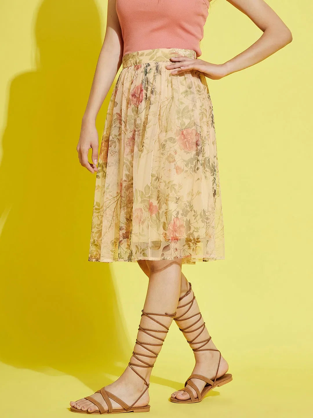 Girls Yellow Floral Skirt | Kids Dresses Online