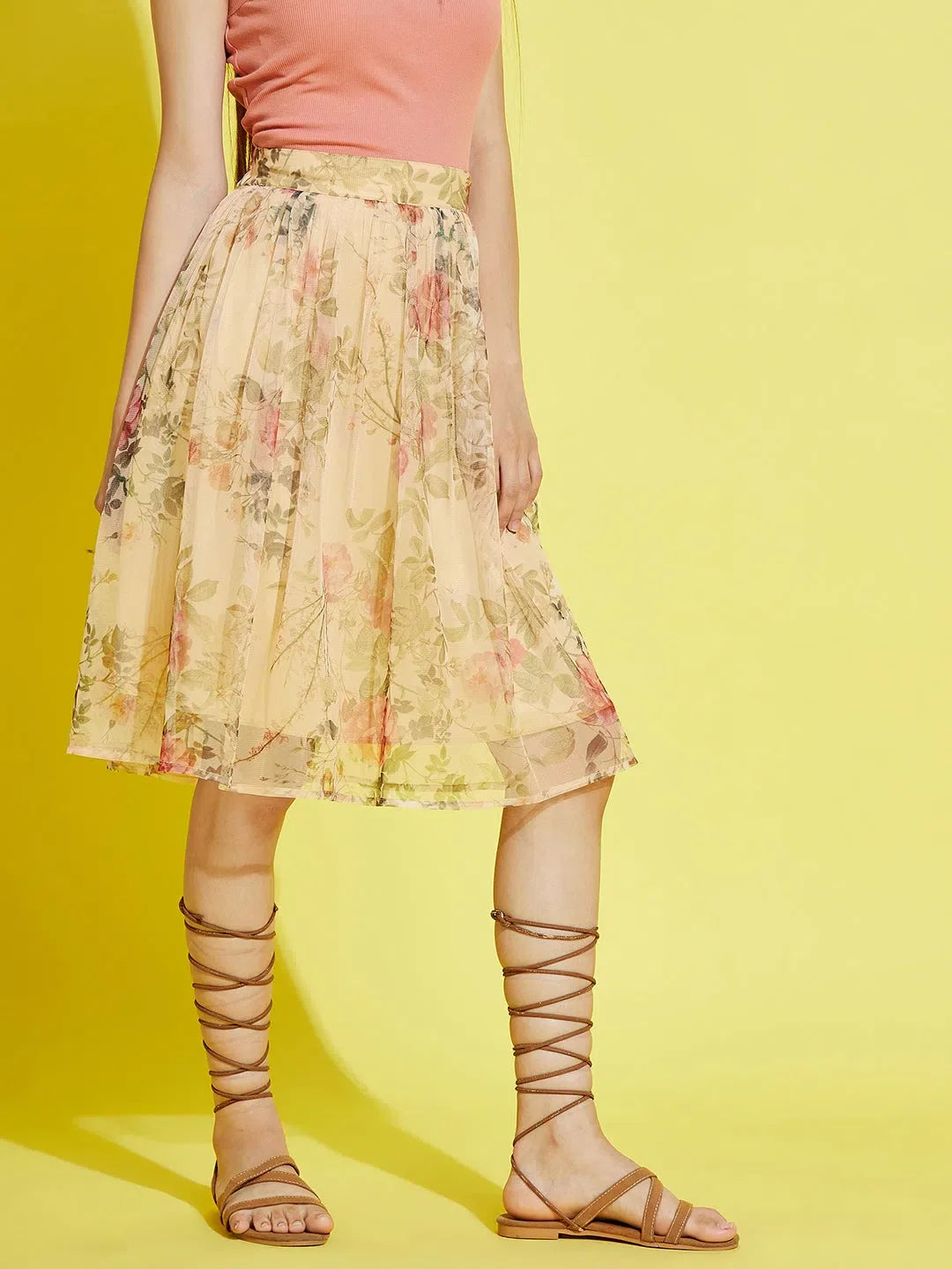 Girls Yellow Floral Skirt | Kids Dresses Online