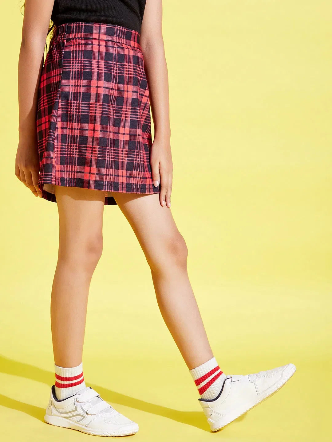 Girls Red & Black Check A-Line Skirt | Kids Clothing