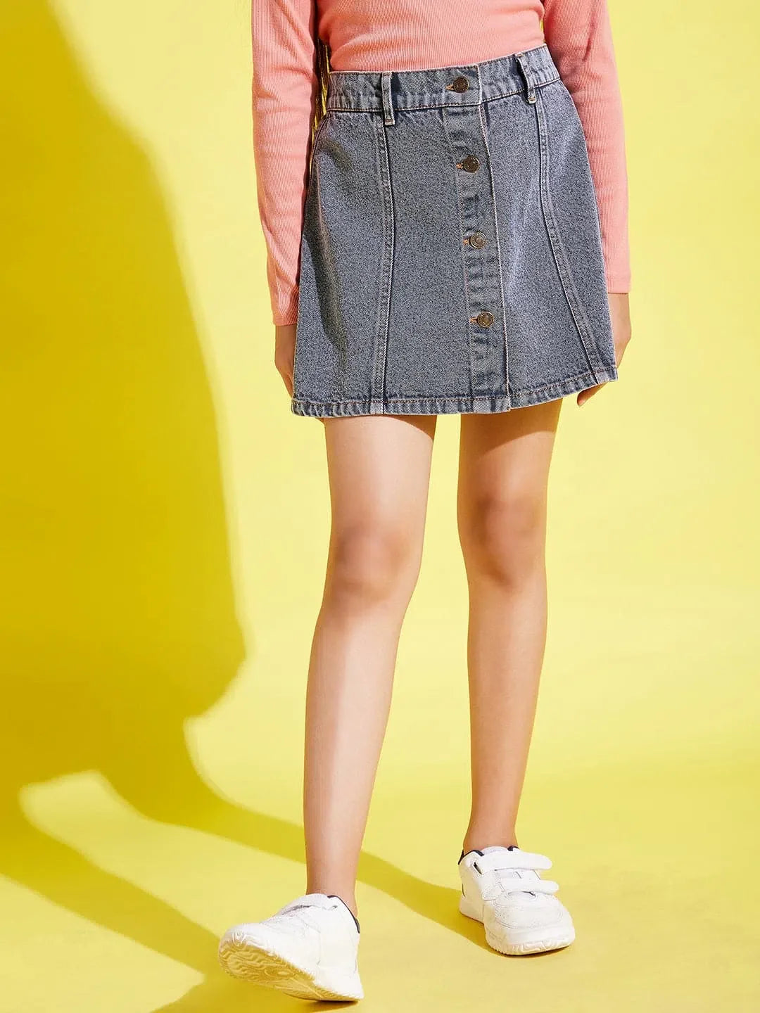 Grey Acid Wash Denim Skirt - Girls Jeans, Kids Clothing