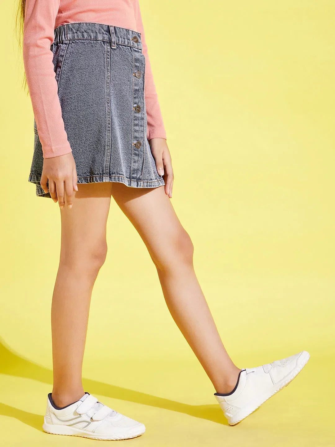 Grey Acid Wash Denim Skirt - Girls Jeans, Kids Clothing