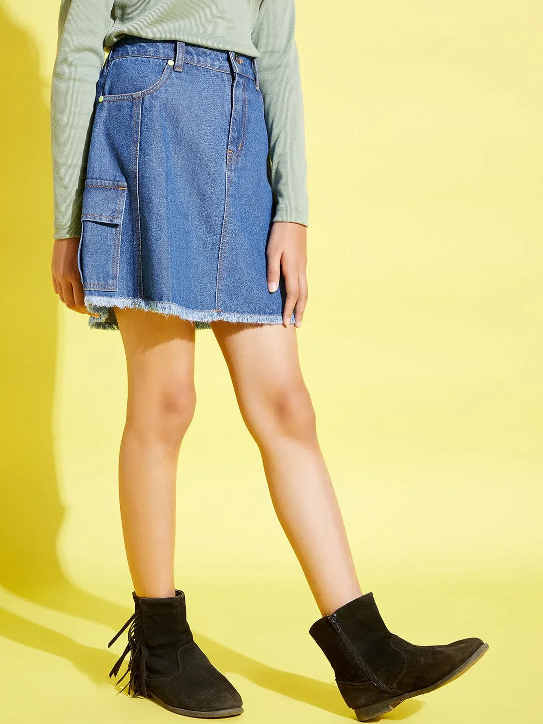 Girls Ice Blue Denim Mini Skirt | Kids Clothing Boutique