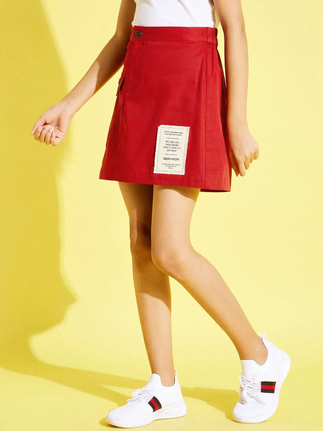 Girls Red Twill Mini Skirt - Kids Clothing, Girls Dresses