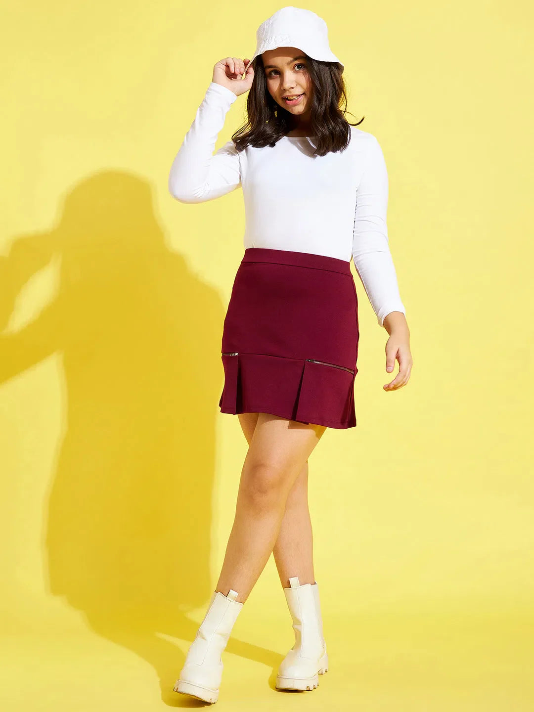 Burgundy Mini Skirt for Girls - Stylish Kids Clothing