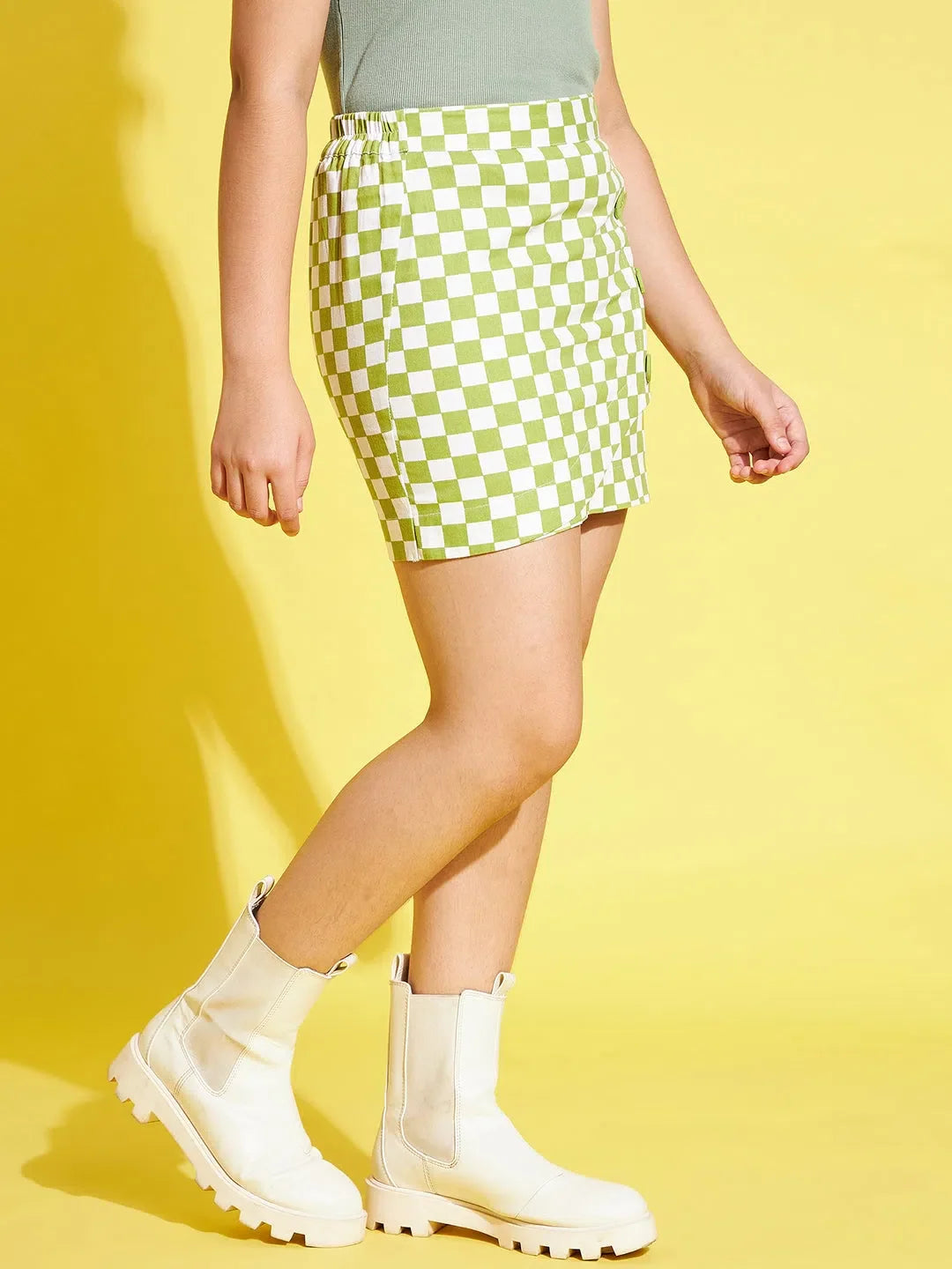Girls Green Geometric Mini Skirt - Cute Kids Clothing Online