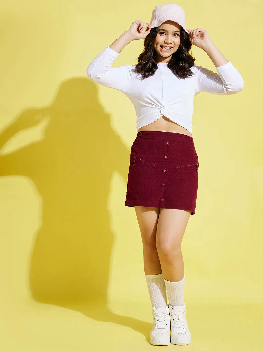 Girls Burgundy Corduroy Mini Skirt - Kids Clothing Boutique