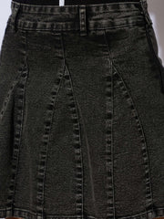 Girls Black Blast Denim Flared Mini Skirt-NVSKRT35021