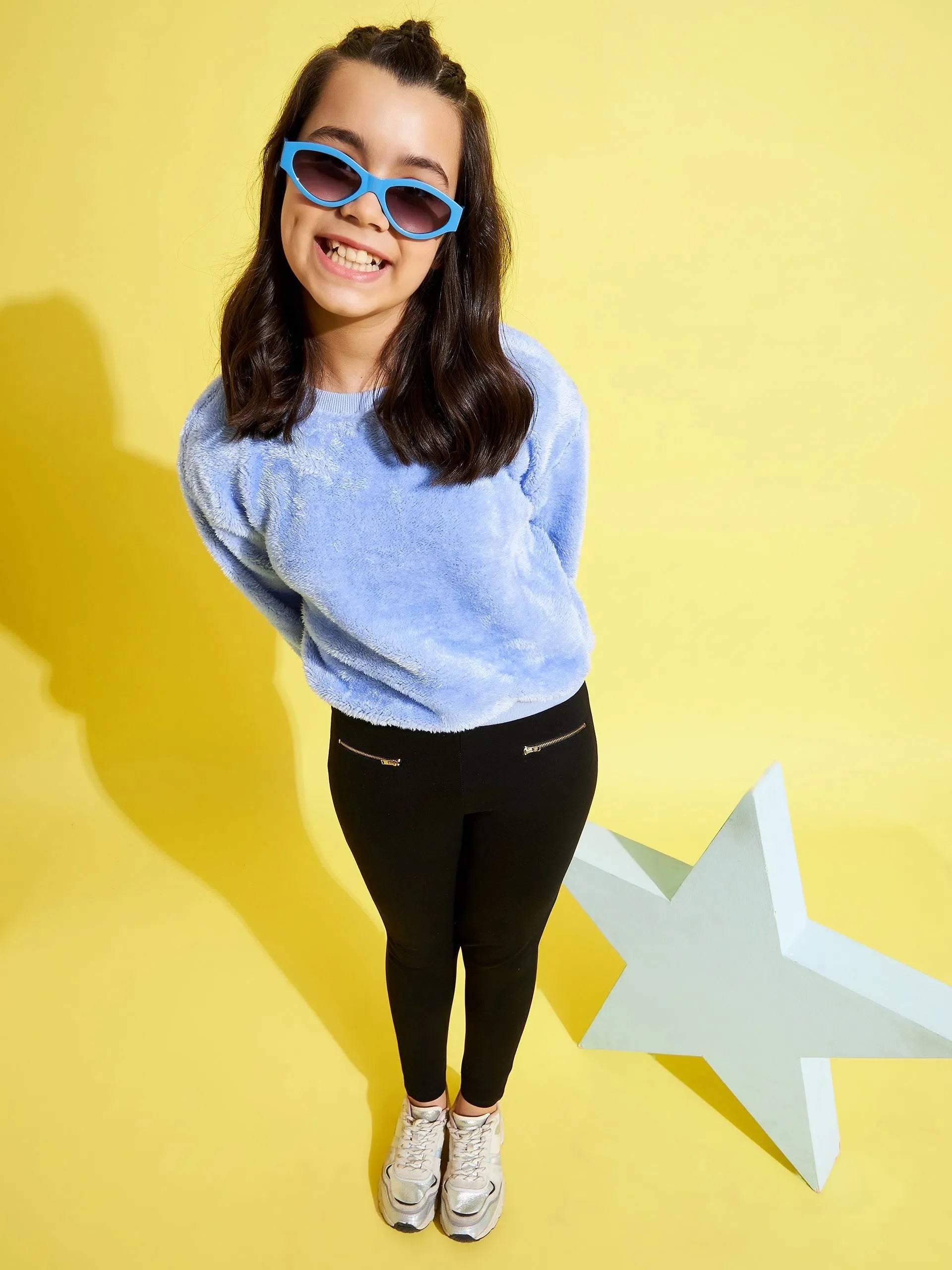 Girls Blue Fur Sweatshirt | Cozy Kids Clothing & More