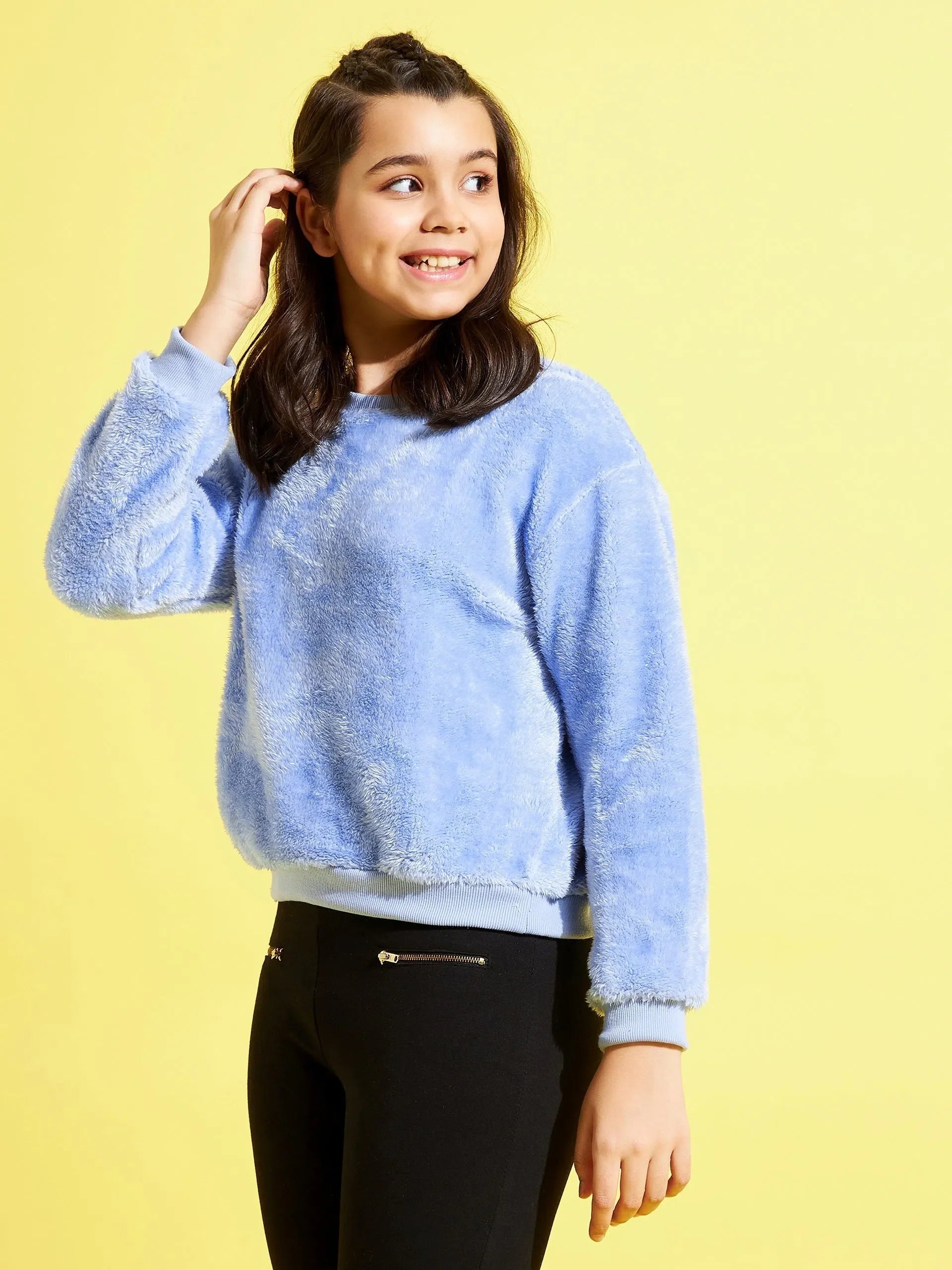 Girls Blue Fur Sweatshirt | Cozy Kids Clothing & More